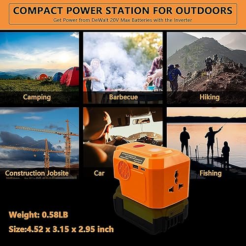 Miniatura 4 de Generador inversor alimentado de 200 W para batería De W0LT de 20 V CC de 18 V a CA de 110 V  120 V con adaptador de ruedas de alimentación puerto