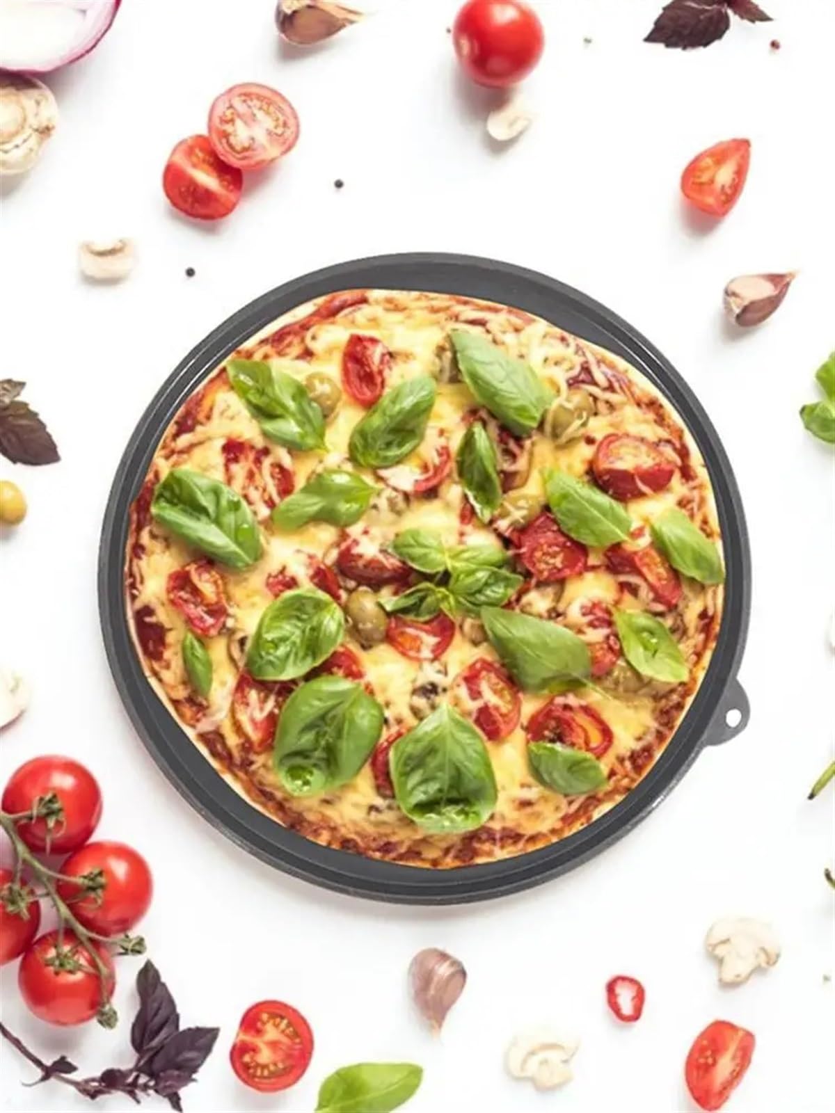 Okrągła, głęboka patelnia do pizzy ze stali nierdzewnej