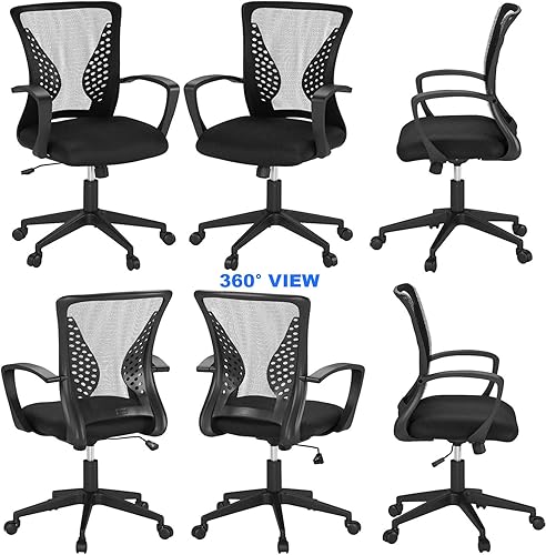 Miniatura 7 de Simple Home - Silla ergonómica de escritorio de oficina de malla, soporte lumbar, taburete ajustable ejecutivo moderno, silla giratoria para dolor