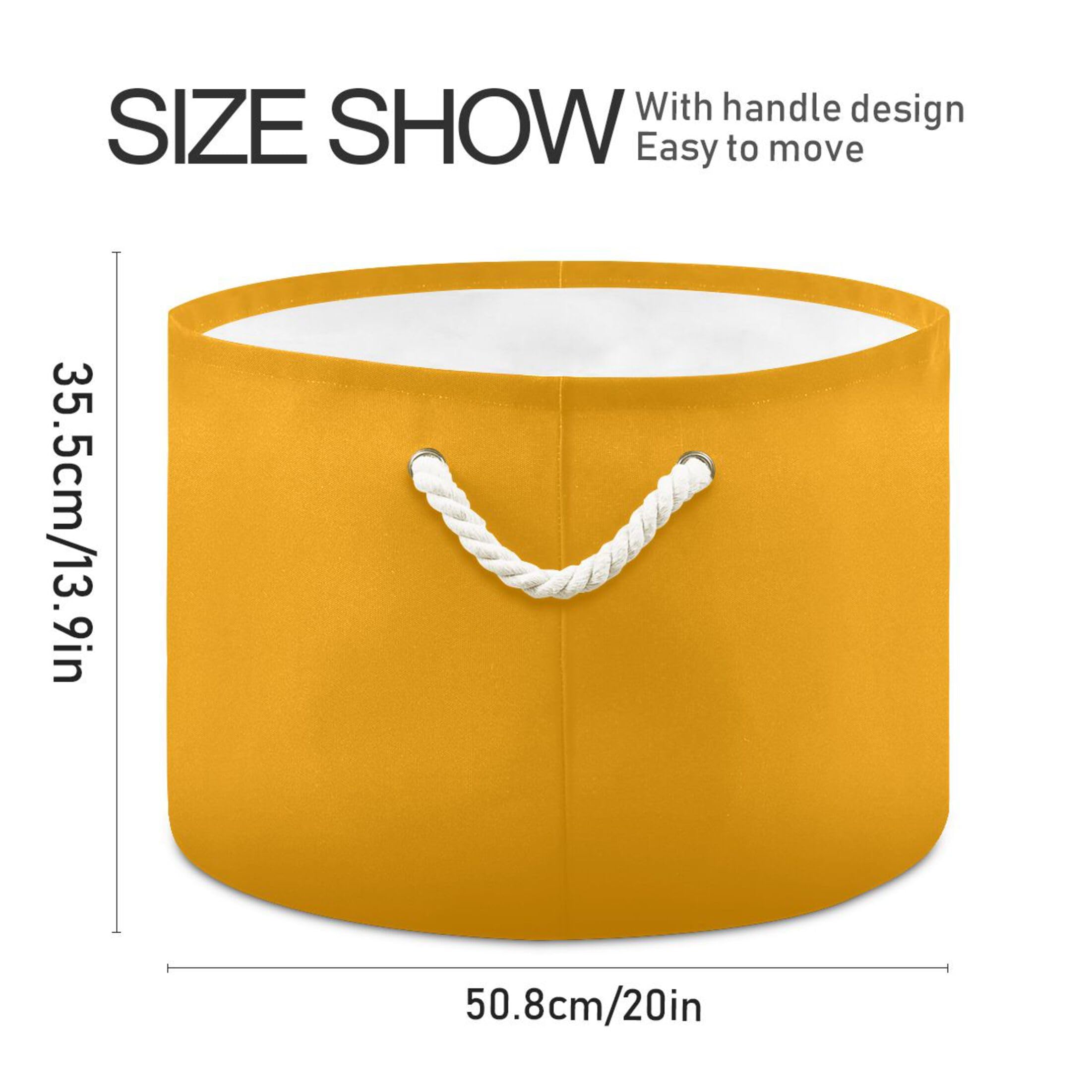 UMIRIKO Orange Toy Storage Bin for Kids Dog Toy Storage Basket Round Canvas Organizer Basket Toy Hamper Laundry Hamper