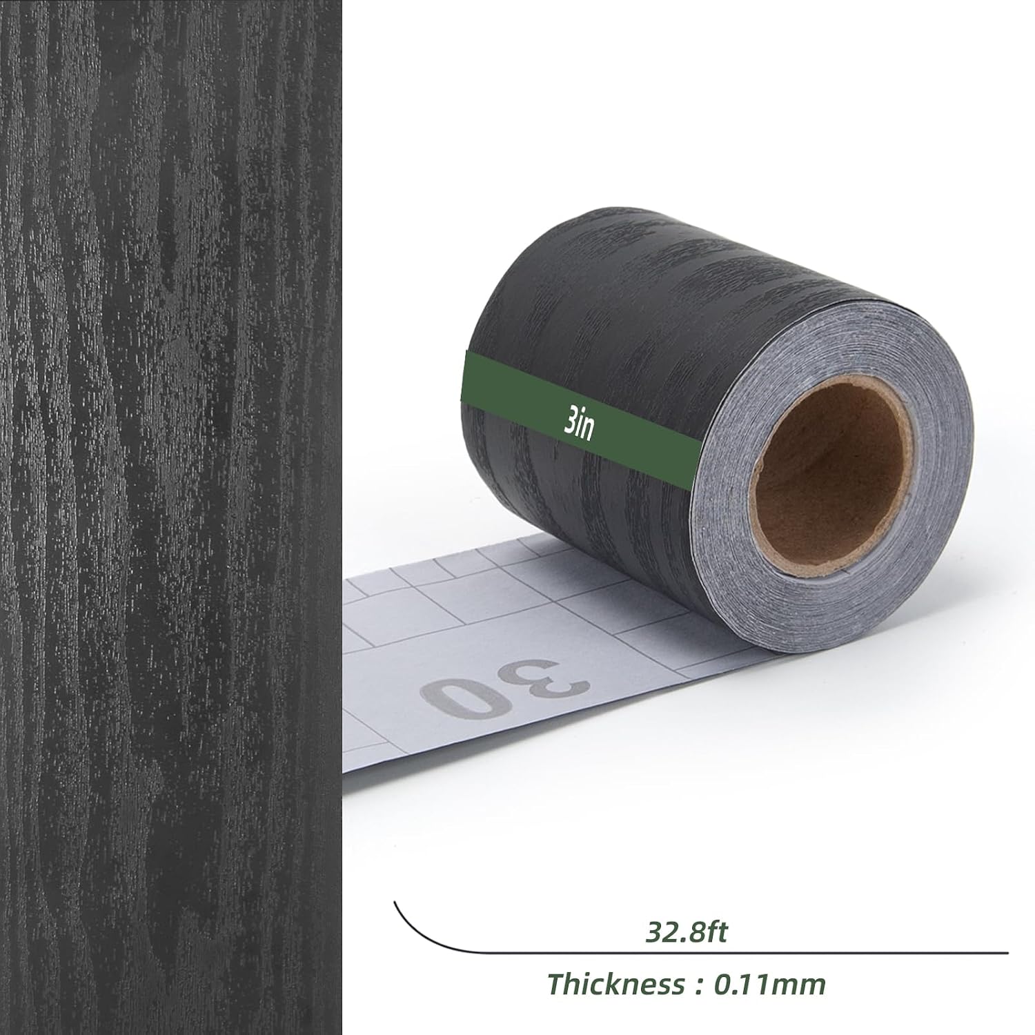 LONGKING 32ft x 3in Black Mirror Tape Border, Peel and Stick Mirror Border for Bathroom, Waterproof PVC Wallpaper