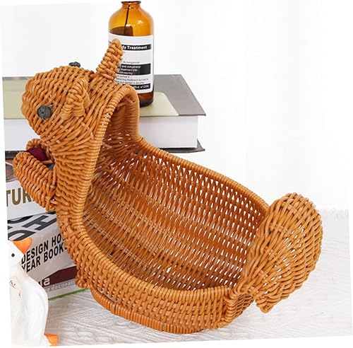 Miniatura 5 de Anneome Cesta tejida para aperitivos, accesorios de escritorio, cestas de almacenamiento tejidas de ratán para almacenamiento, cuenco de