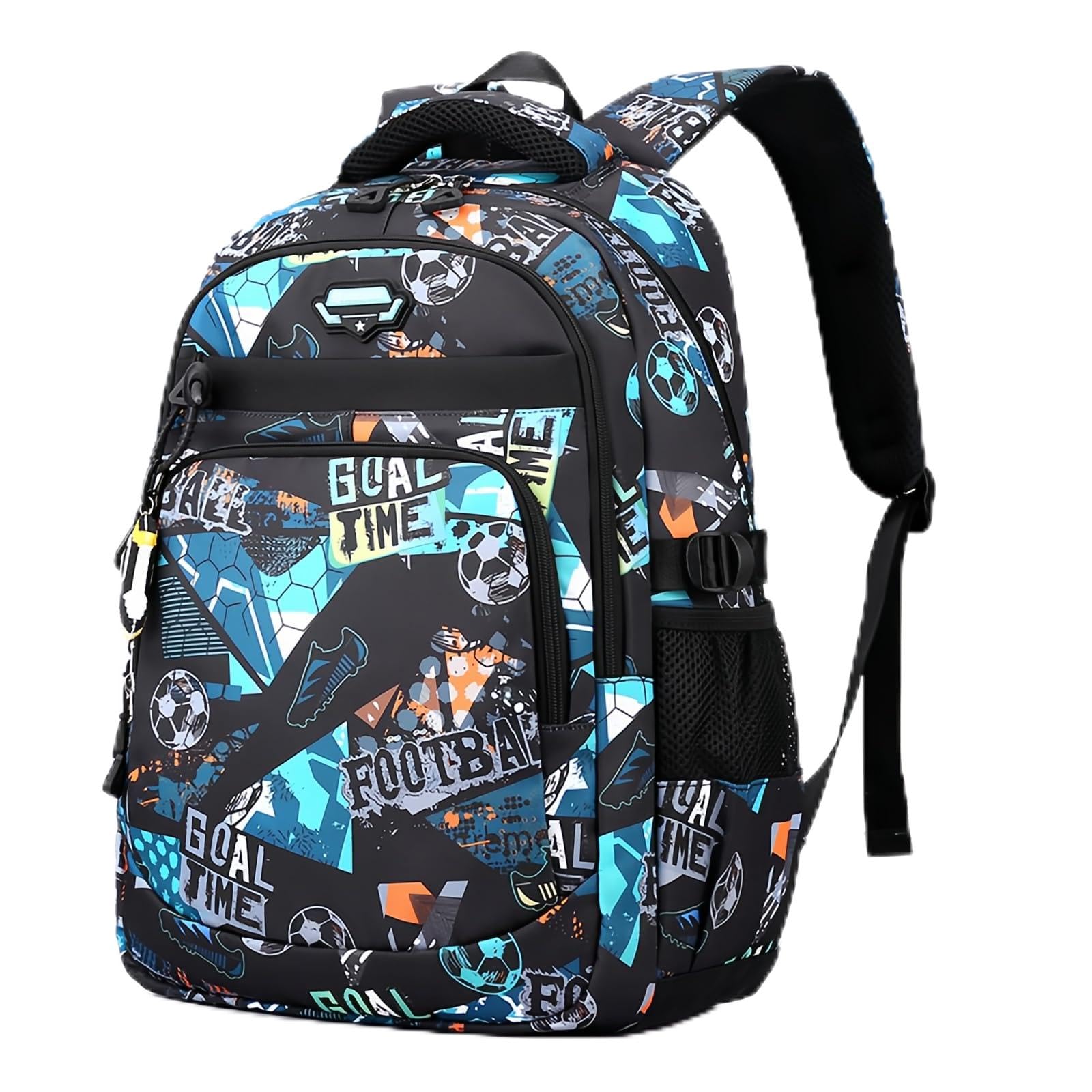 ETAISHOW Boys Backpack for Elementary School Kids Bookbag School Bag for Teens Black, Style C-green, No USB Port