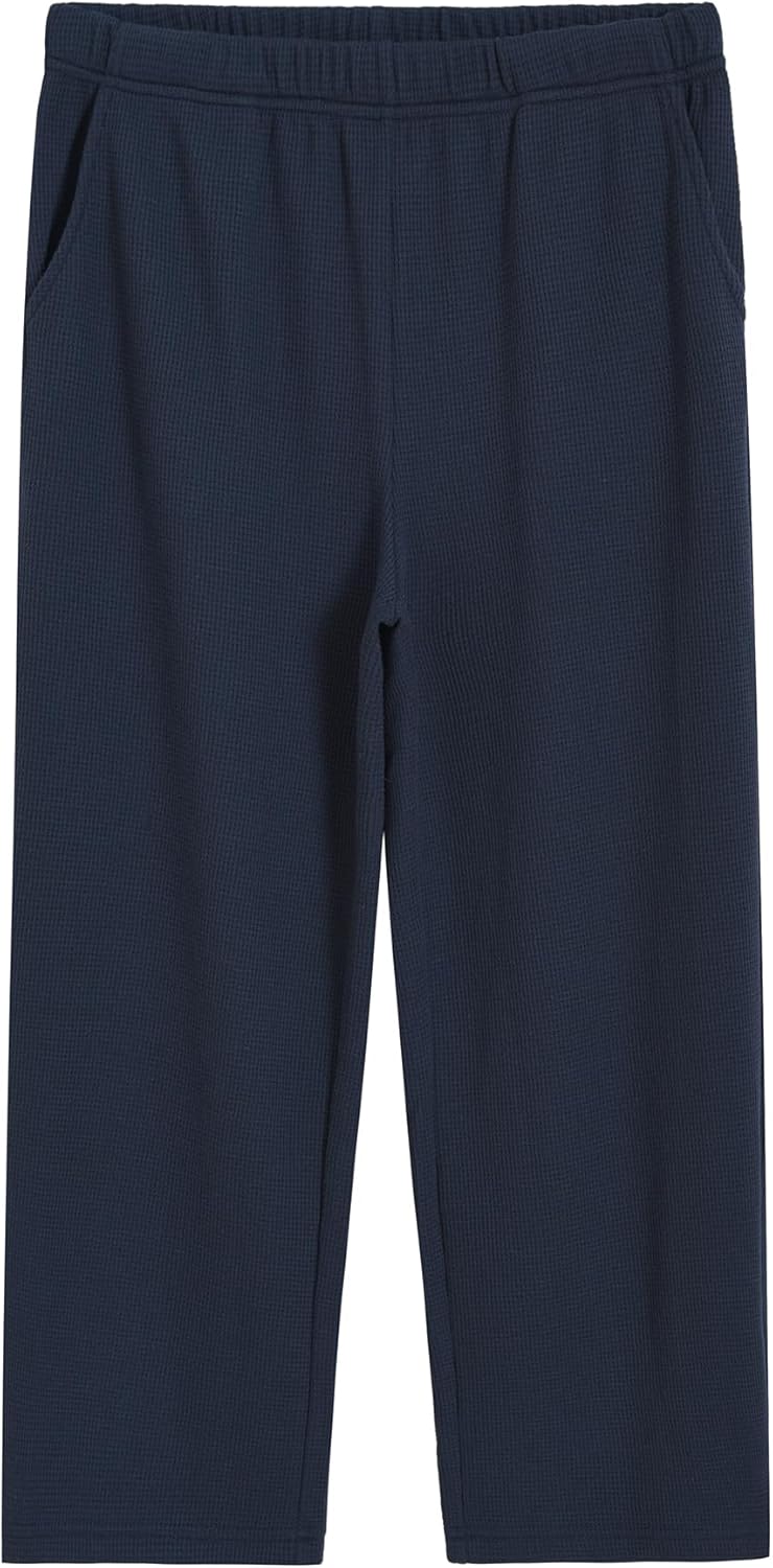 Latuza Women's Petite Short Lounge Pants Waffle Knit Pants Wide Leg
