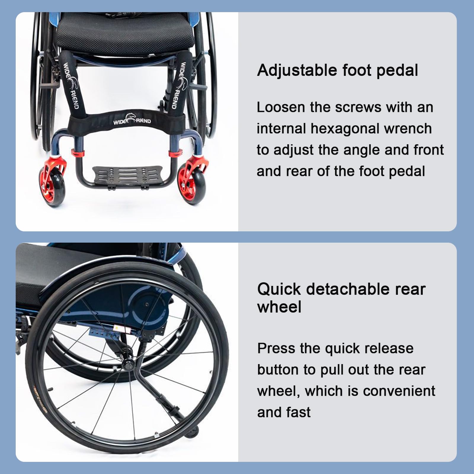 Silla De Ruedas,Tipo Deportivo Sillas De Ruedas 9.8Kg Portátil Plegable Ergonómico Avanzado,Silla de Ruedas de Aluminio para Viajes, Silla de Ruedas de tránsito(Seat Width 38cm)