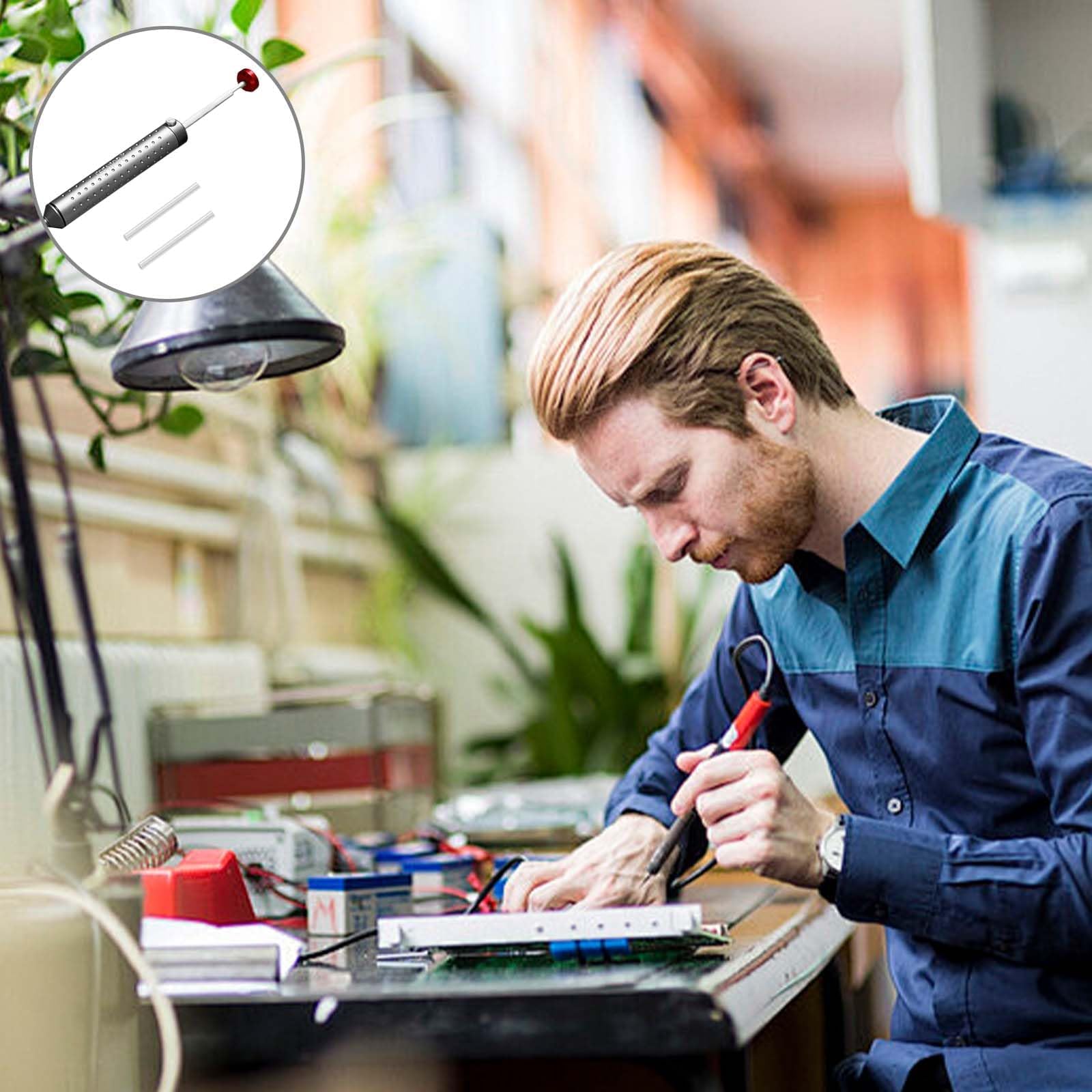 Desoldeerpomp, desoldeergereedschap, superzuiging soldeerzuiger, soldeerzuiger vacuüm looizuiger gereedschap, ontharding ontharden vacuüm, met 1 siliconen mondstuk desoldeerzuigpomp (150mm
