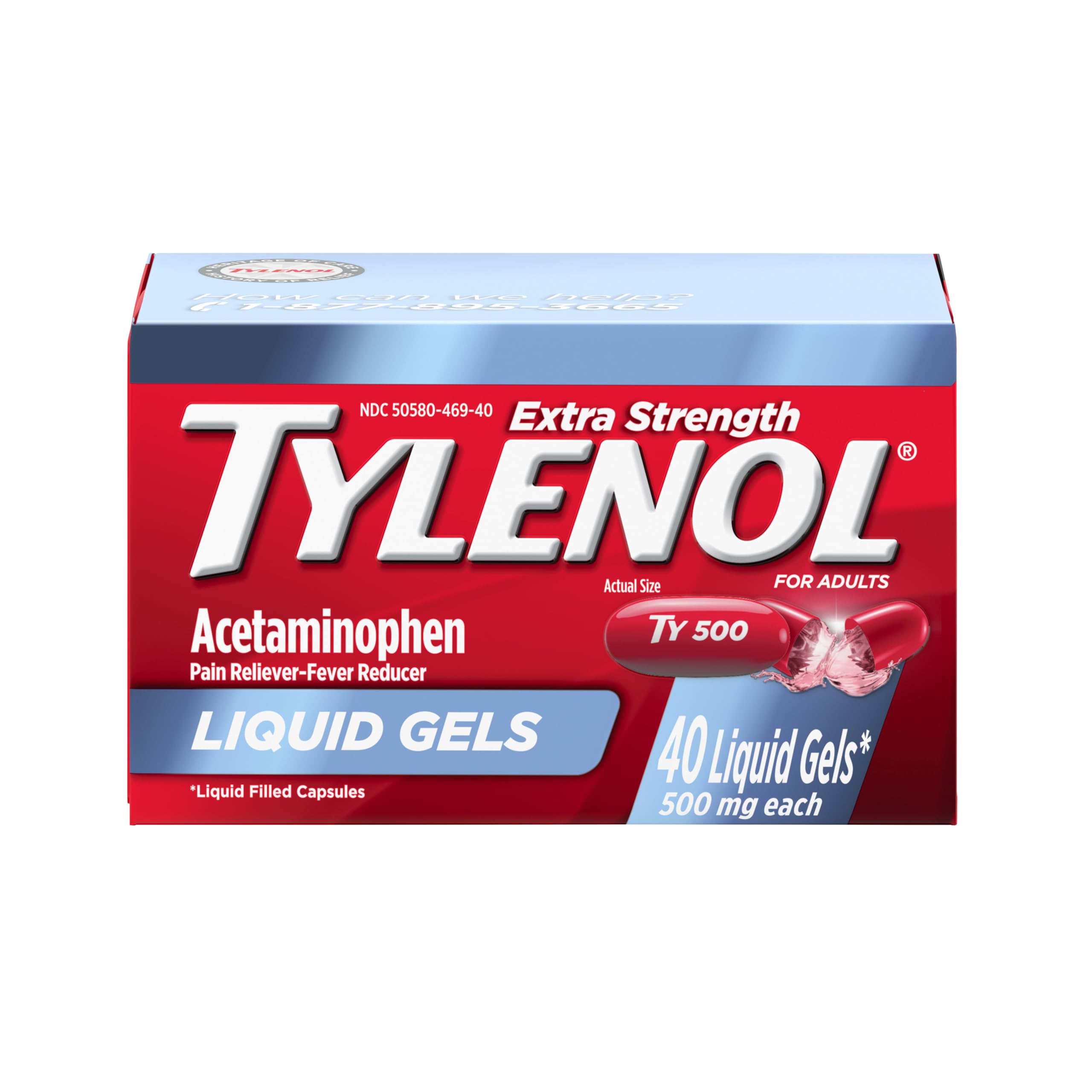 Tylenol Extra Strength Liquid Gels, 500mg Acetaminophen, 40 Ct