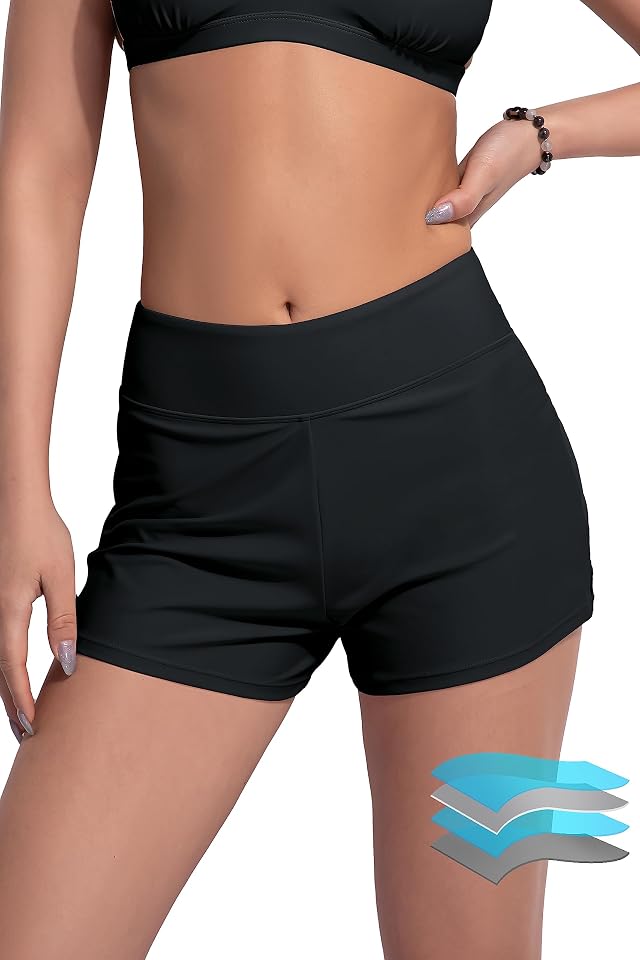 Beautikini Period Swimwear Menstrual Leakproof Swim Shorts Quick Dry 3 High Waist Bathing Suit Bottoms for Teen Girls