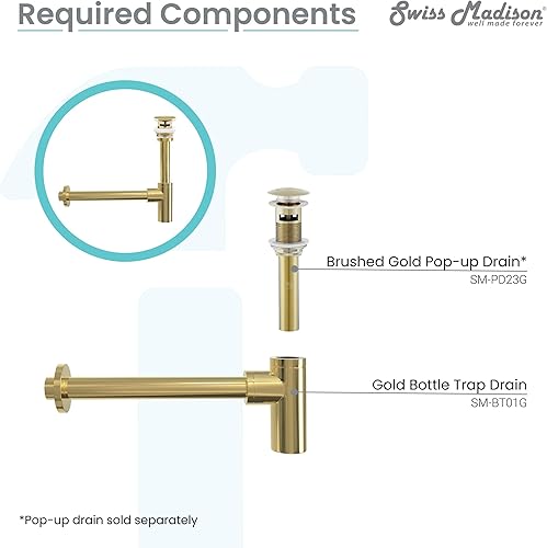 Vista 4 de Swiss Madison Well Made Forever SM-BT01G, drenaje de trampa para botellas, color dorado Oro