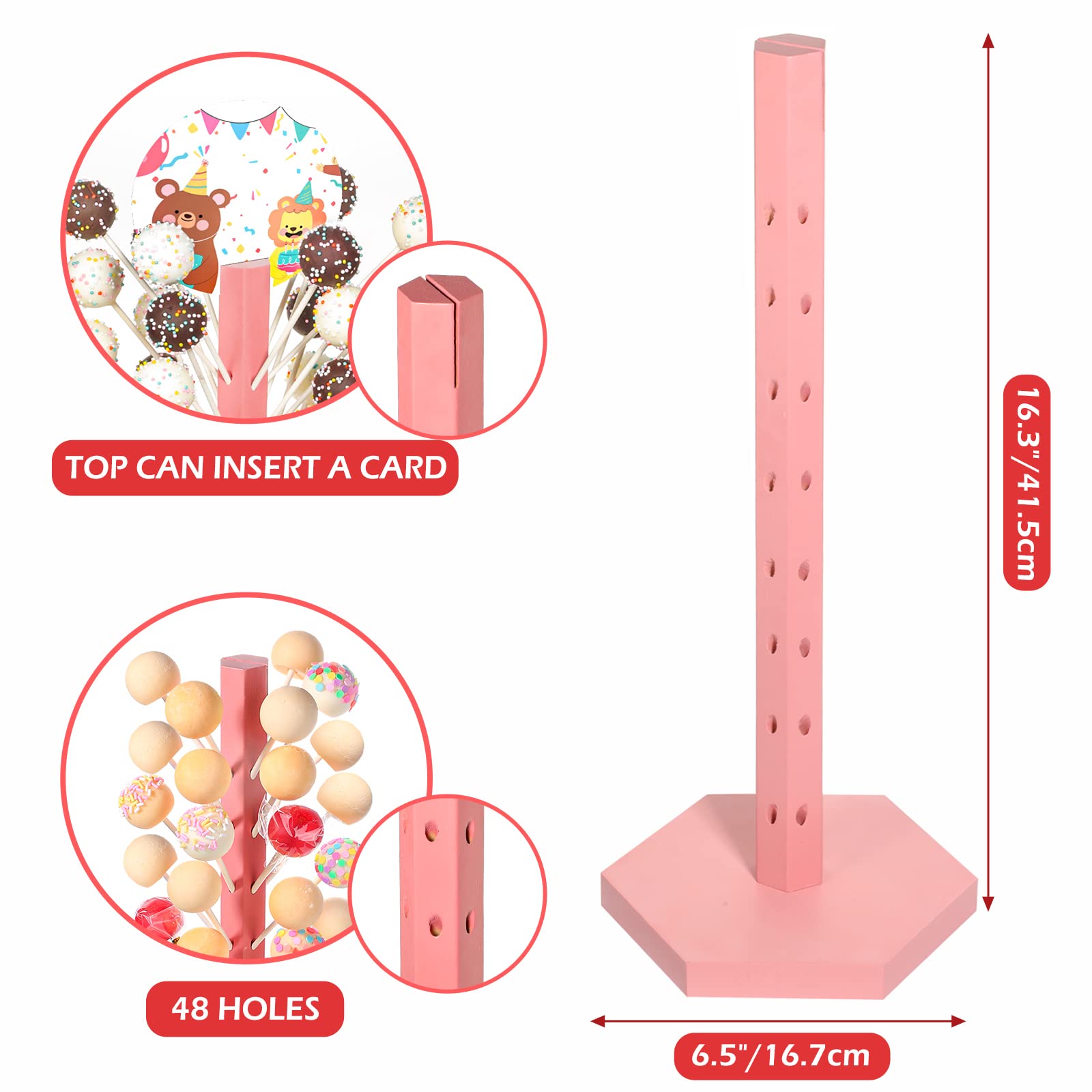 Alzata in legno per cake pop con base girevole, espositore per dessert
