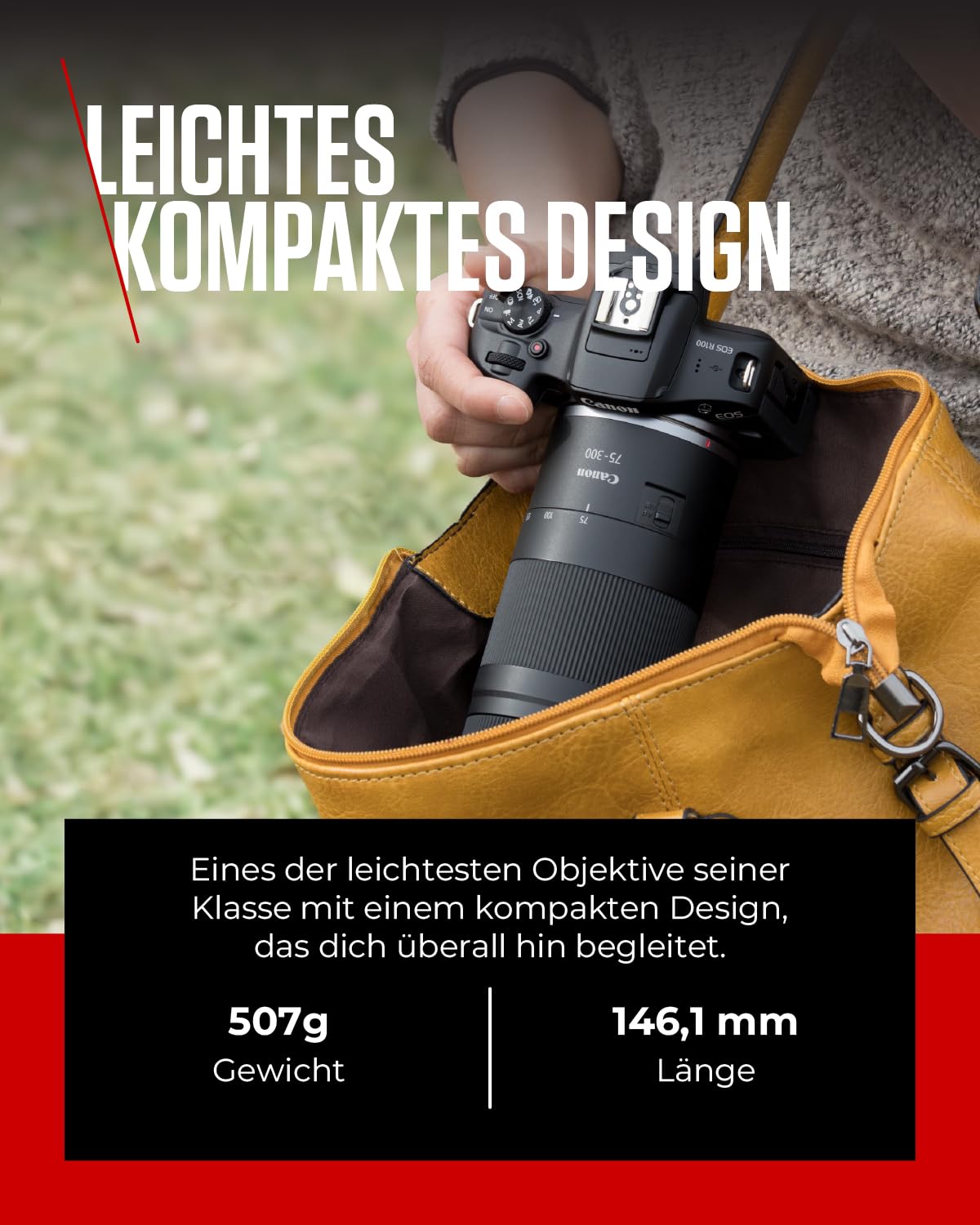 Canon RF 75-300mm F4-5.6 Objektiv | Leichtes Telezoom-Objektiv für Tier- & Sportfotografie | Mit Autofokus-Motor & Super-Spectra-Beschichtung | Kompatibel mit Canon EOS R Systemkameras