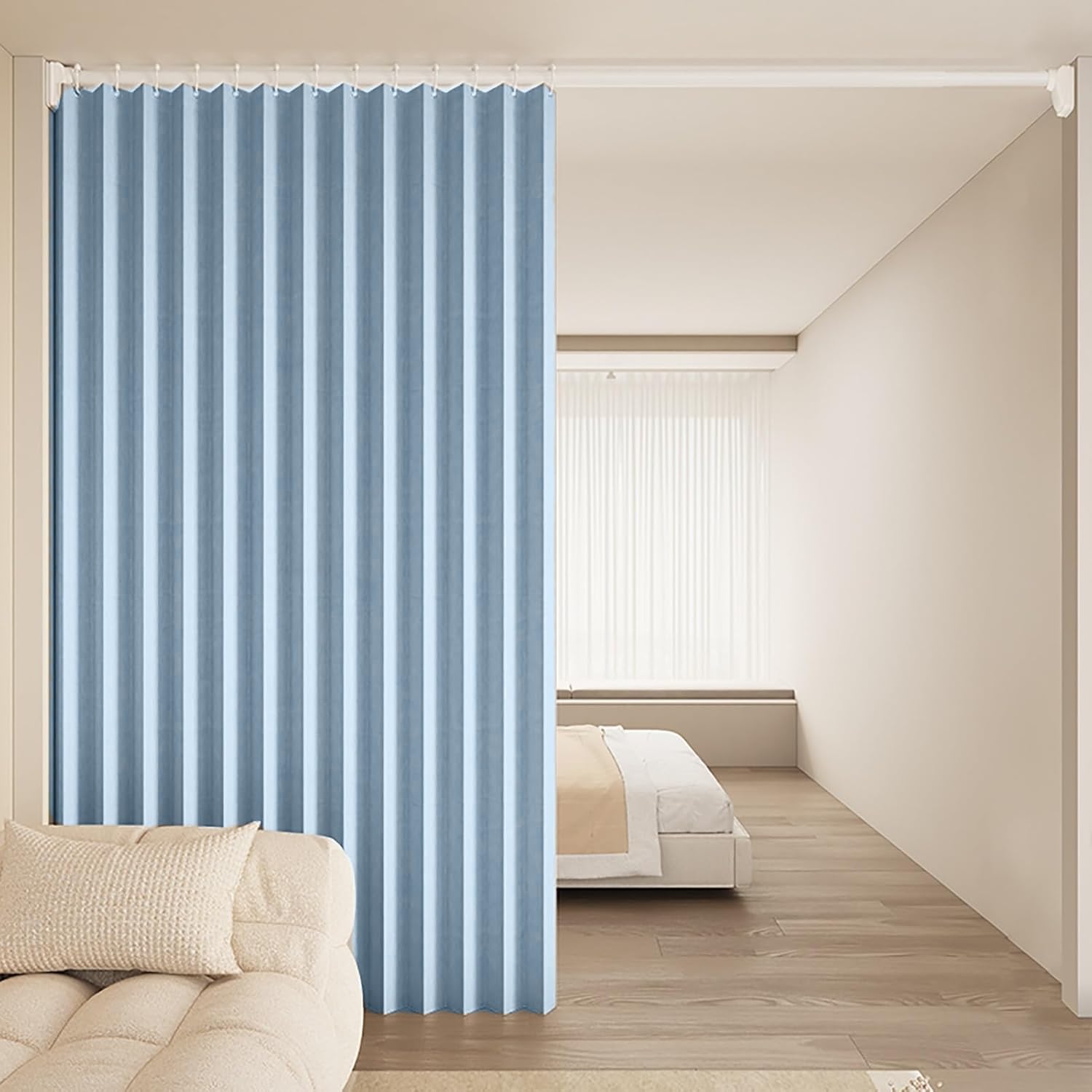 DSSHENGDS Personalizable Cortinas de ducha tela ，de baño impermeable ， para Bañera Baño Familia Hoteles Autocaravana Dormitorio-Sky Blue- 200x200cm