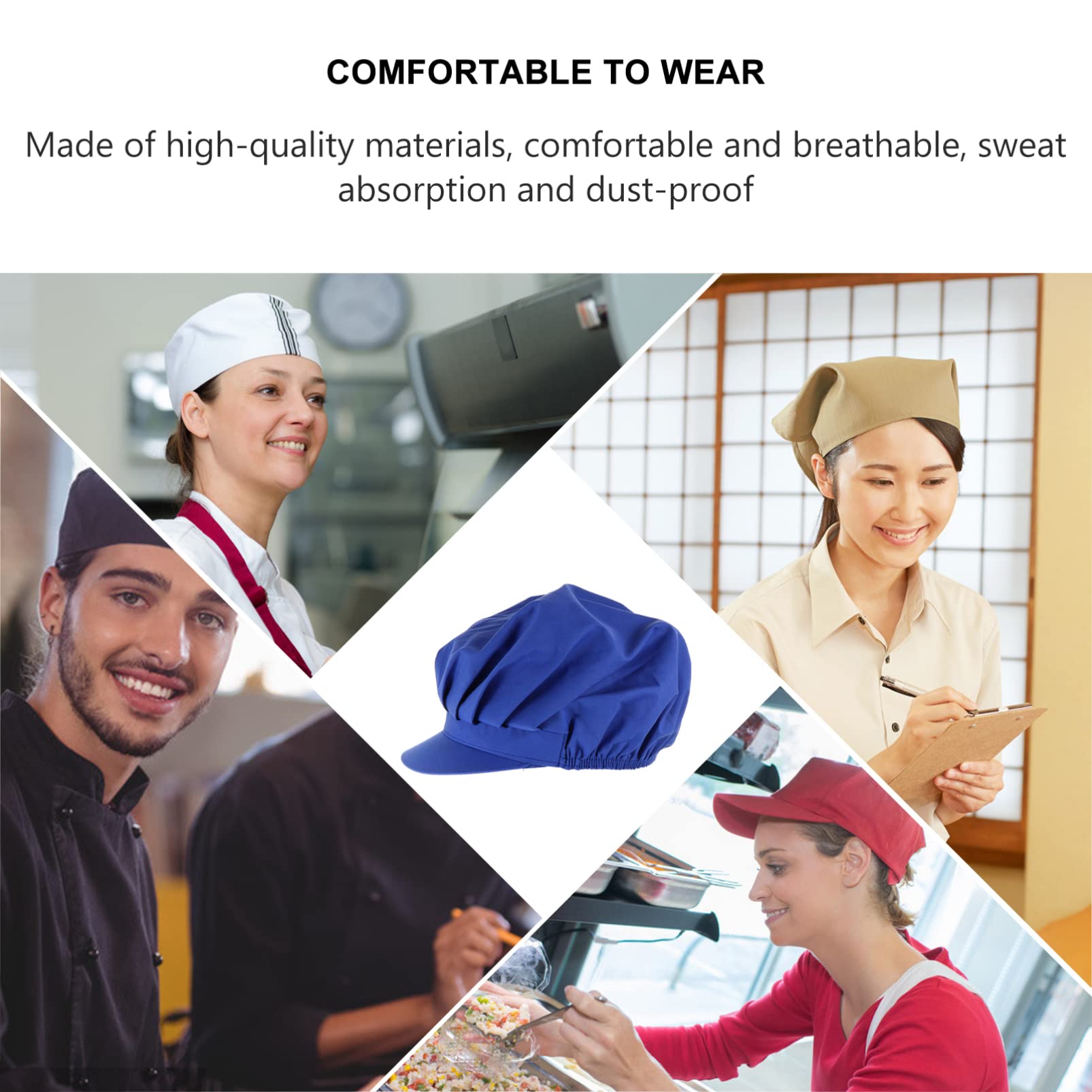 HEALLILY Chef Cap Cappello Elastico in Cotone Traspirante per Cucina Uomini Donne Blu