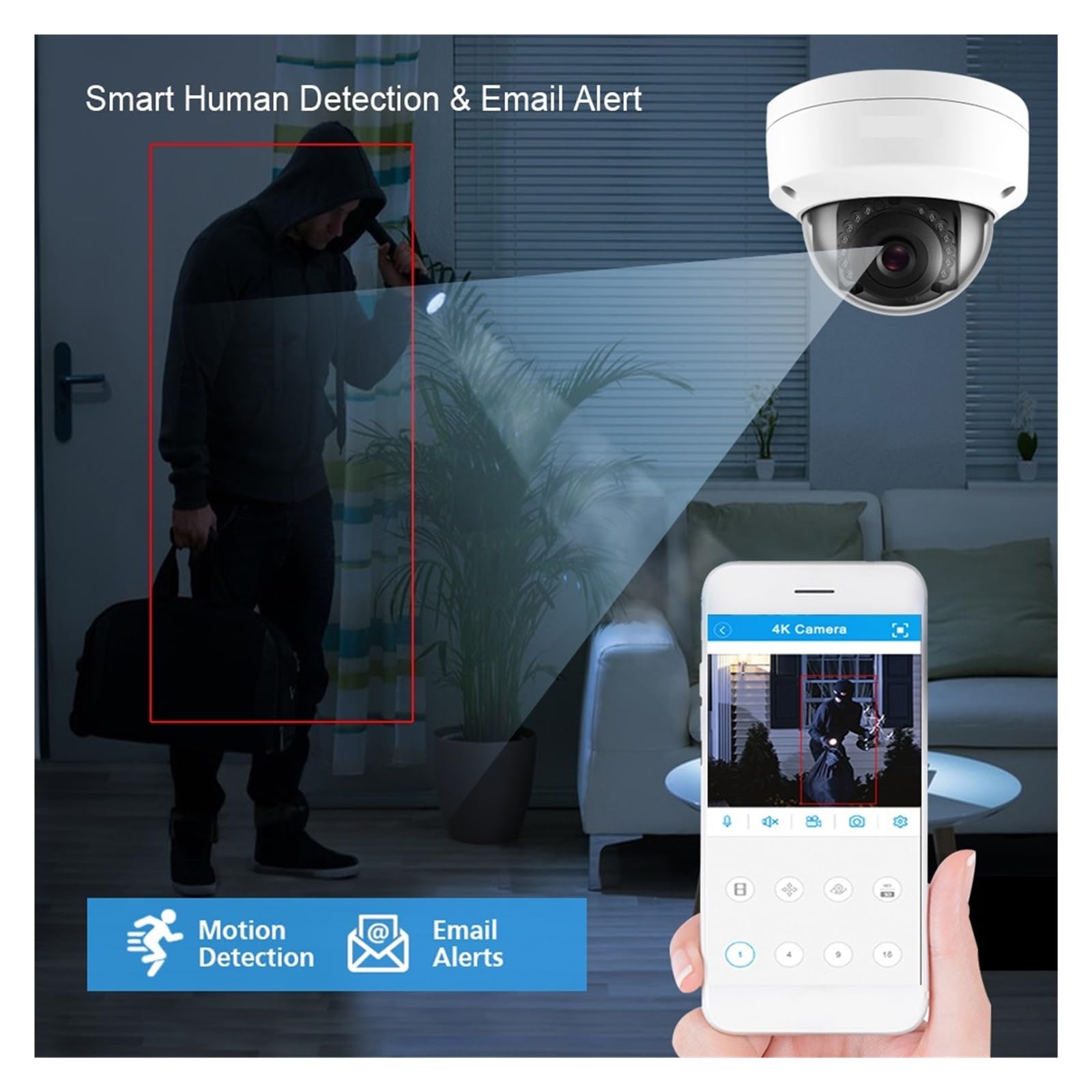 Zestaw NVR 16 Kanałów 4K H.265 AI, Kamera Kopułkowa Do Użytku Wewnętrznego, Odporna Na Akty Wandalizmu, 8 MP, 5, Monitoringu Wideo POE IP Z Dźwiękiem Wykrywanie Ruchu(None,16 NVR x 8PCS 8MP)