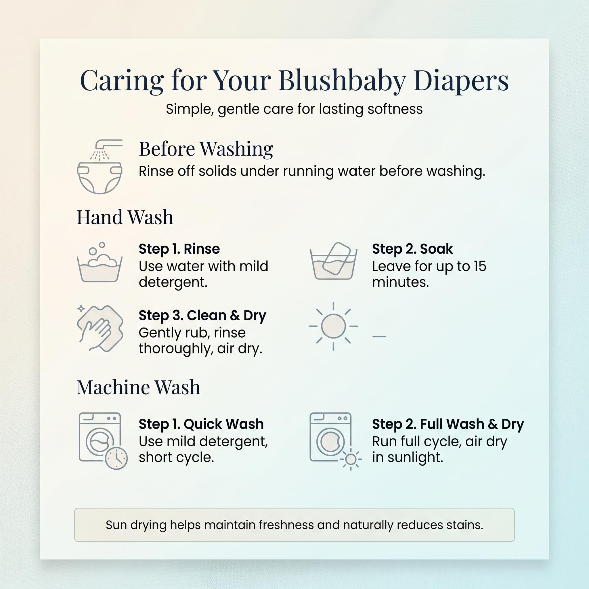 Blushbaby Premium Reusable Cloth Diapers for Babies | 3 Months–3 Years | 2 Washable Diapers with 2 Absorbent Insert Pads | Adjustable, Leakage Proof cloth diapers for babies | Freesize Diaper 5–18kg 3