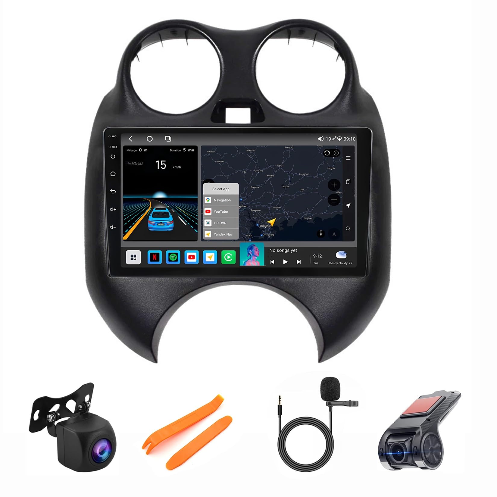 Pantalla Táctil HD de 10 Pulgadas para Nissan March Solución GPS y Carplay sin Cable