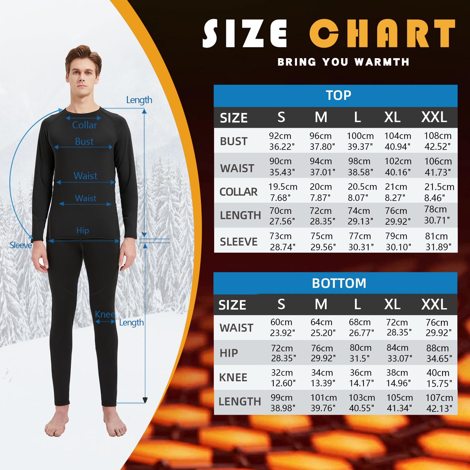 Homme Ensemble de sous Vetements Thermiques de Compression sous-Vêtement Thermique S-XXL