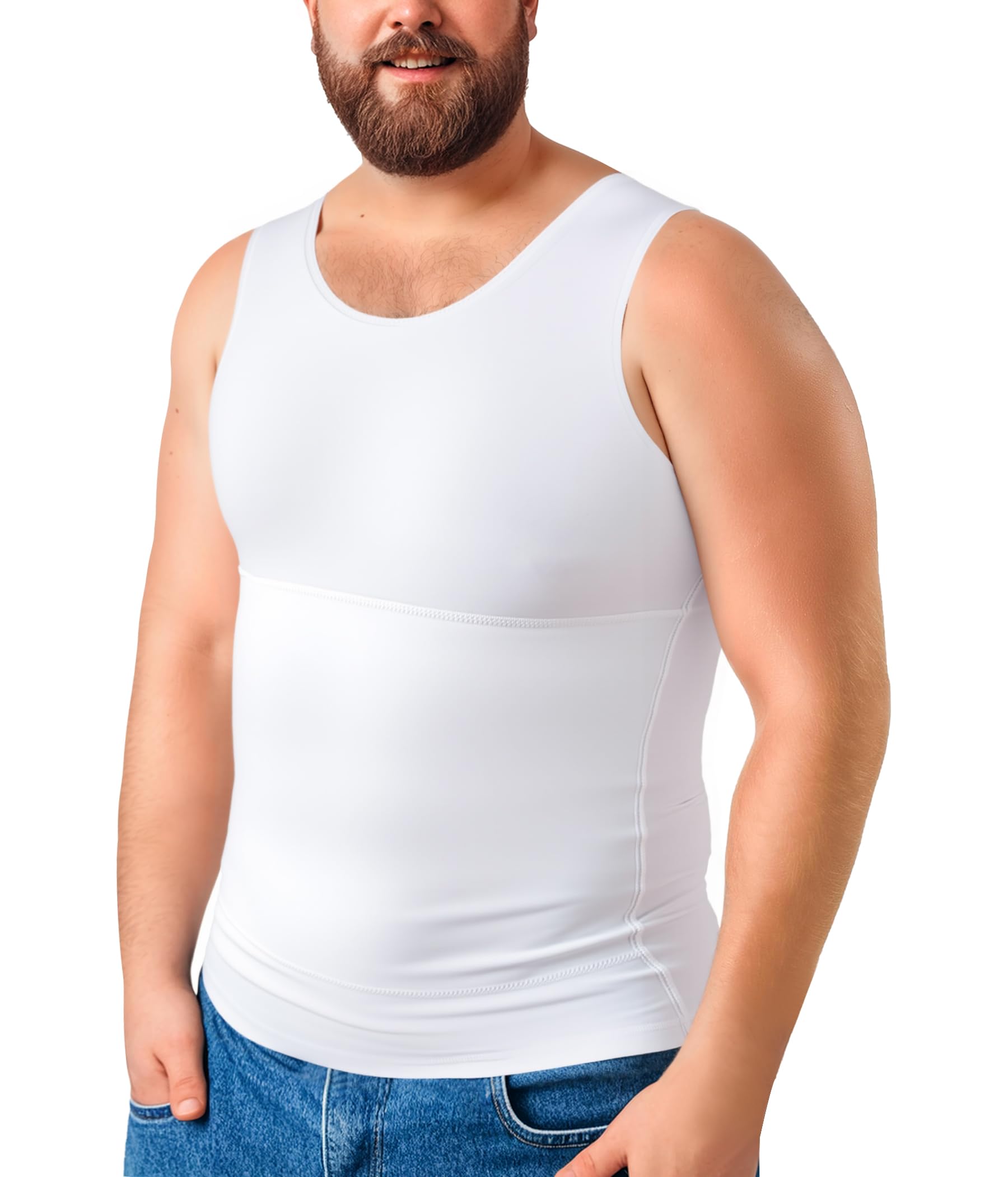 TAILONG Gynecomastia Compression Shirts for Men - Body Shaper Tank Top Sleeveless Slimming Undershirt Plus Size Shirts