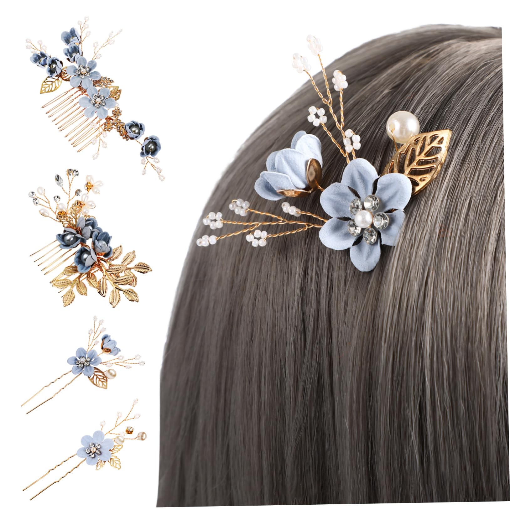 PACKOVE 2set Fermaglio Capelli Donna Elegante Perle e Foglie Floreali Pettini Fatti Mano Strass Accessori Delicati per Capelli da Sposa e Damigella d Onore