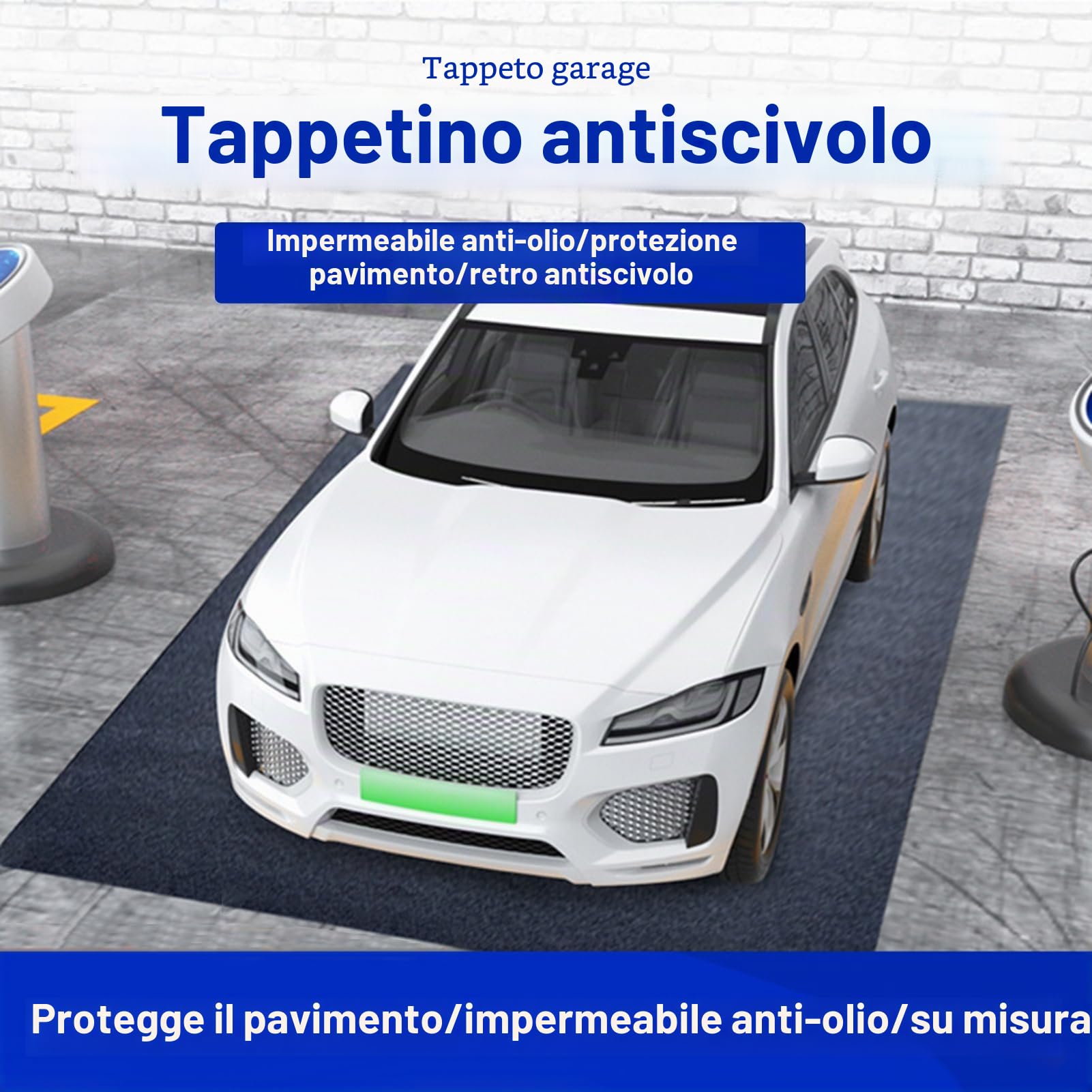 Tappetino per garage spesso 3 mm, resistente, 230 x 520 cm, impermeabile, per auto, moto, officine, antiscivolo, anti-fuoriuscite di olio, rivestimento in feltro su misura, facile da pulire e
