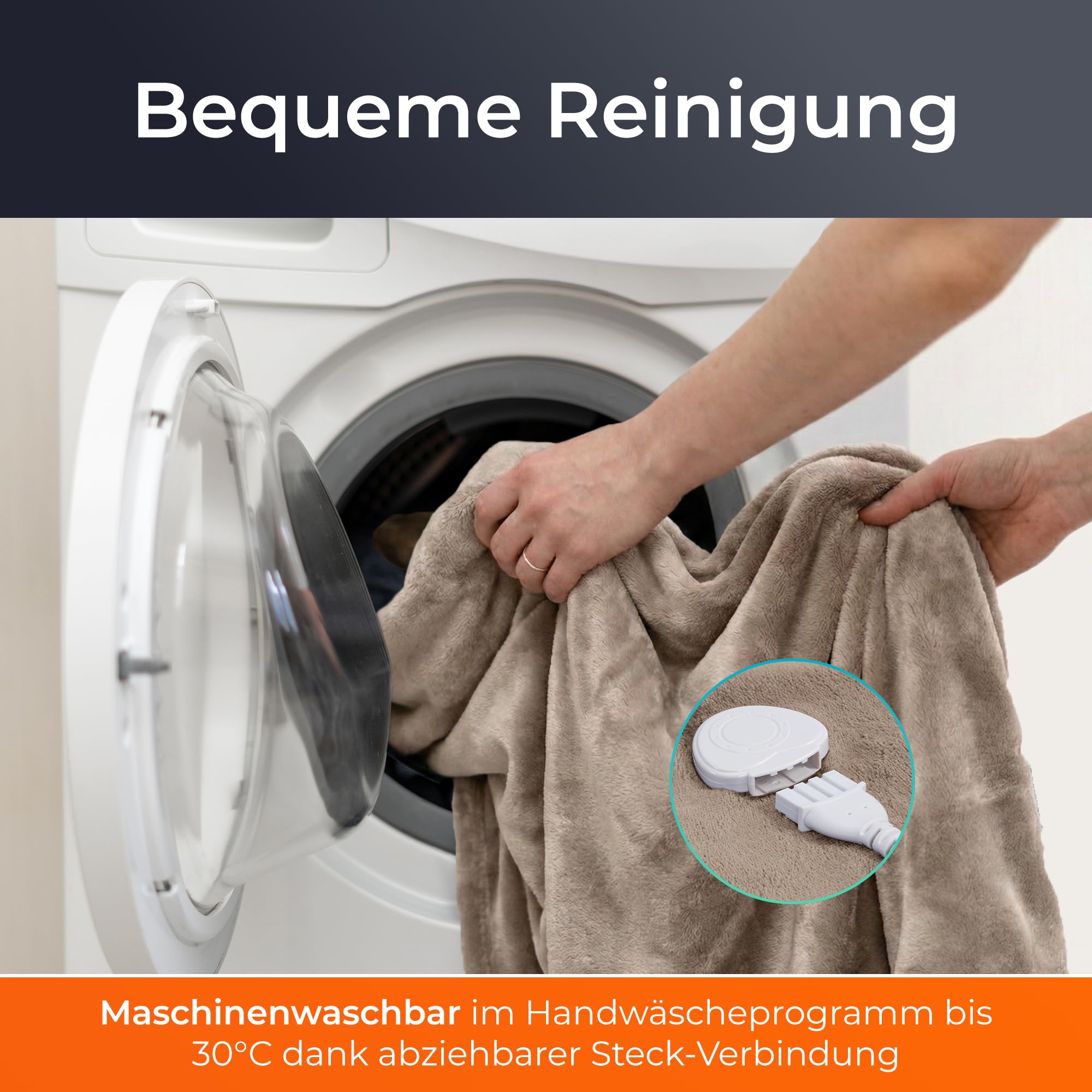 KLAMER Heizdecke mit Abschaltautomatik, 180x130 cm, waschbare Wärmedecke, 9 Temperaturstufen, elektrische Heizdecke geeignet für Bett, Sofa und Büro, beige
