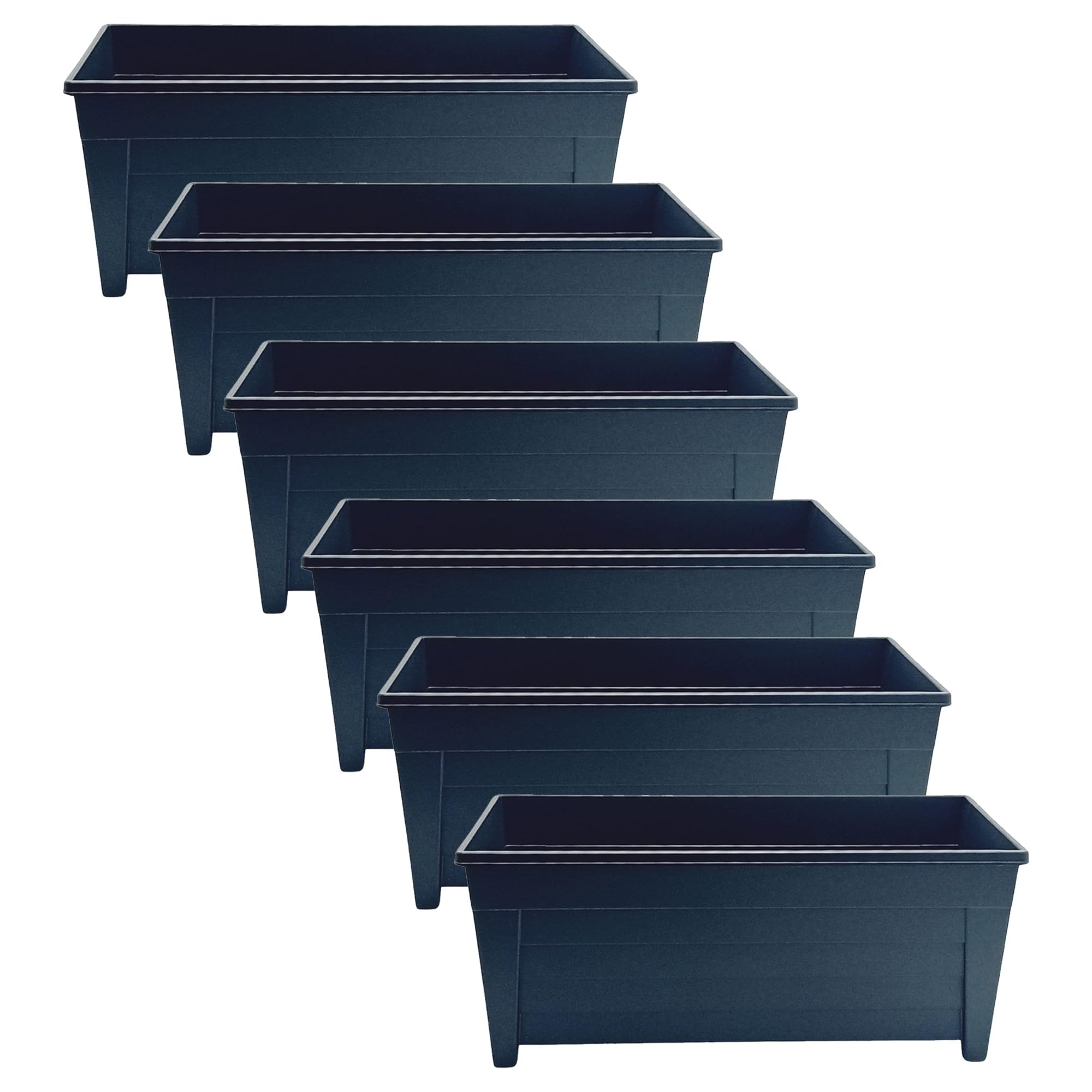 SIDSON 55cm Window Trough Planter – Large Rectangular Plastic Flower Pot for Indoor & Outdoor Use - Durable, Weather-Resistant & Lightweight - Perfect for Balcony Patio Garden & Herbs (5, Sleek Black)