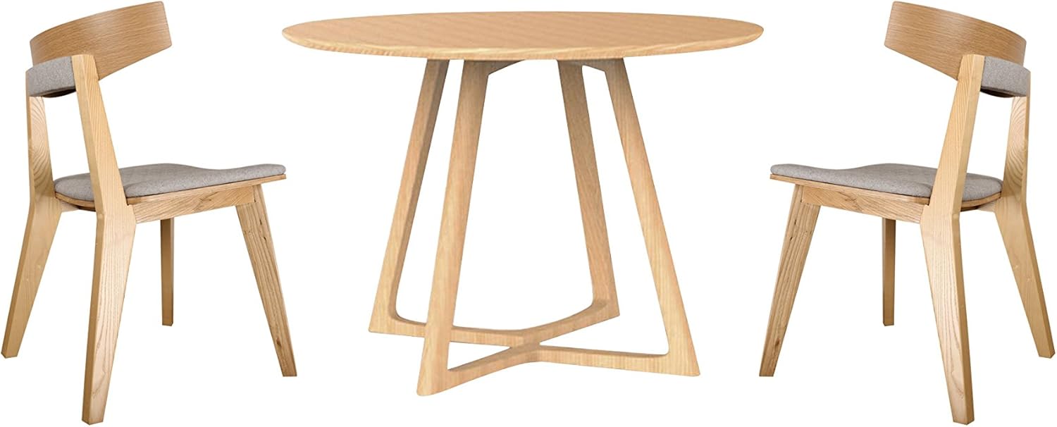 VIFAH Malmo Ashtree Round Dining Table and Armless Chairs
