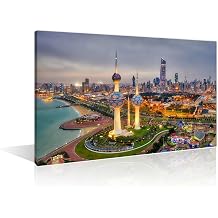 فن الجدار لغرفة المعيشة في مدينة الولايات المتحدة Skylines صورة قماش فن الجدار برج الكويت المدينة المناظر الطبيعية في الرسم الليلي طباعة الأعمال الفنية لغرفة النوم Giclee Gallery-Wrapped Posters and Prints 16 "Wx24" H