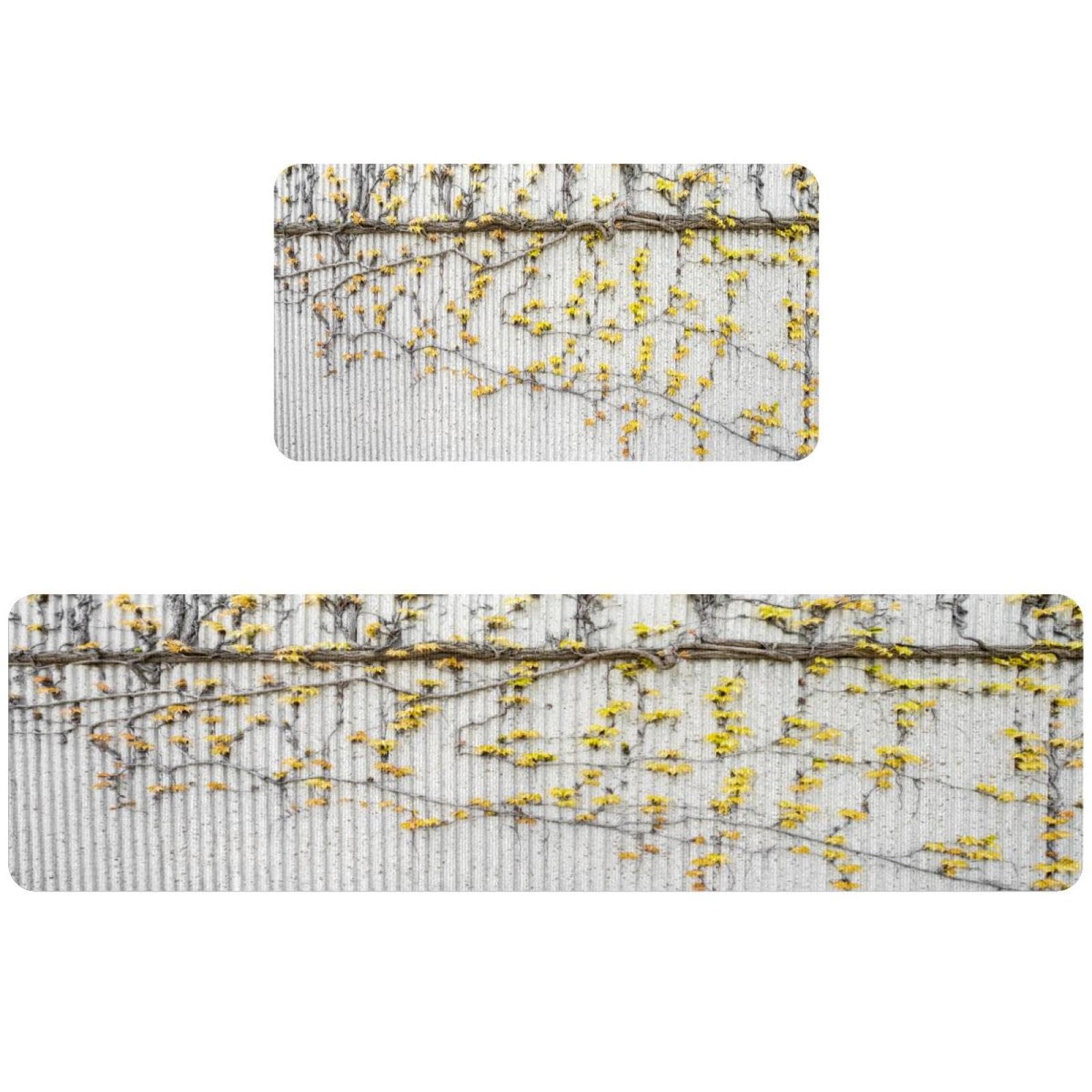 Tapis de cuisine anti-glisse lavable vigne jaune pour sols sécurisés