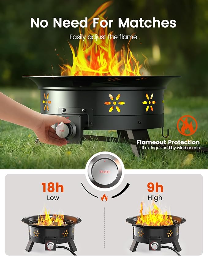 Brasero de Propano AMADA HOMEFURNISHING 24'' con Parrilla miniatura 4