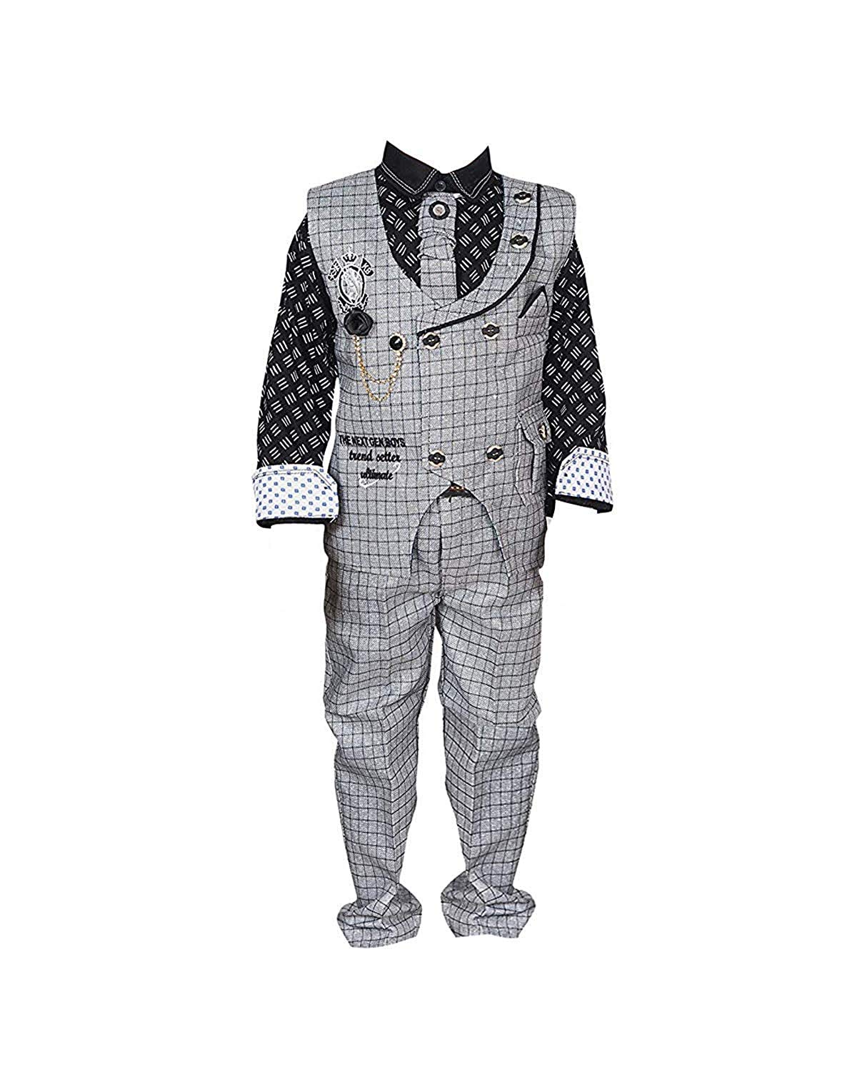devil Kids Cotton Waistcoat Suit Set for Boys-picture-54