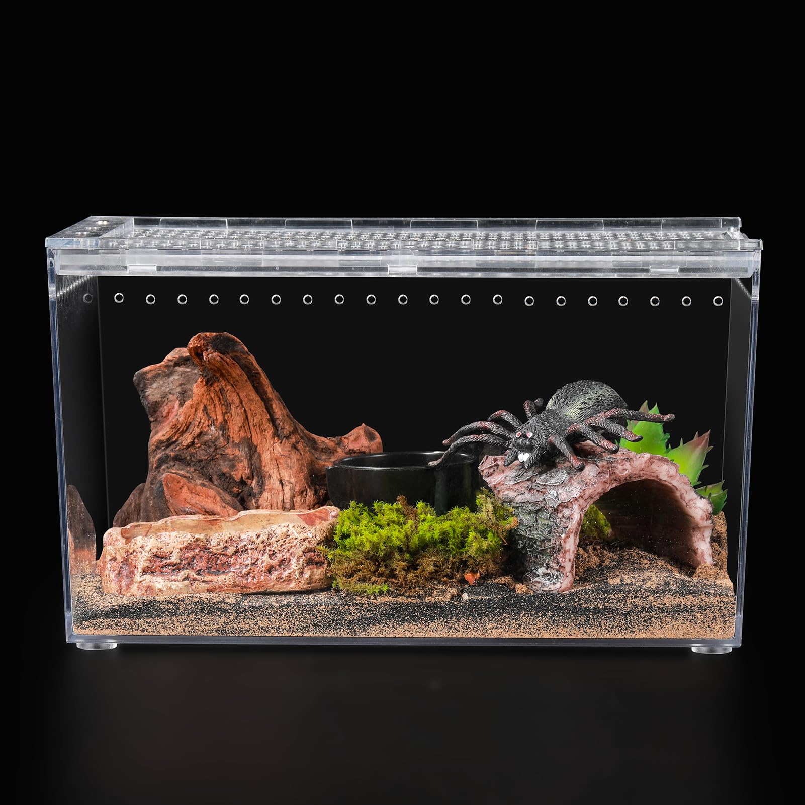 Terrario de PC para reptiles de 10.2 x 5.9 x 5.7 pulgadas, kit de inicio de tanque de reptiles para acuario de reptiles para plantas de insectos, peces, geco, araña, hábitat, anfibios, recinto con