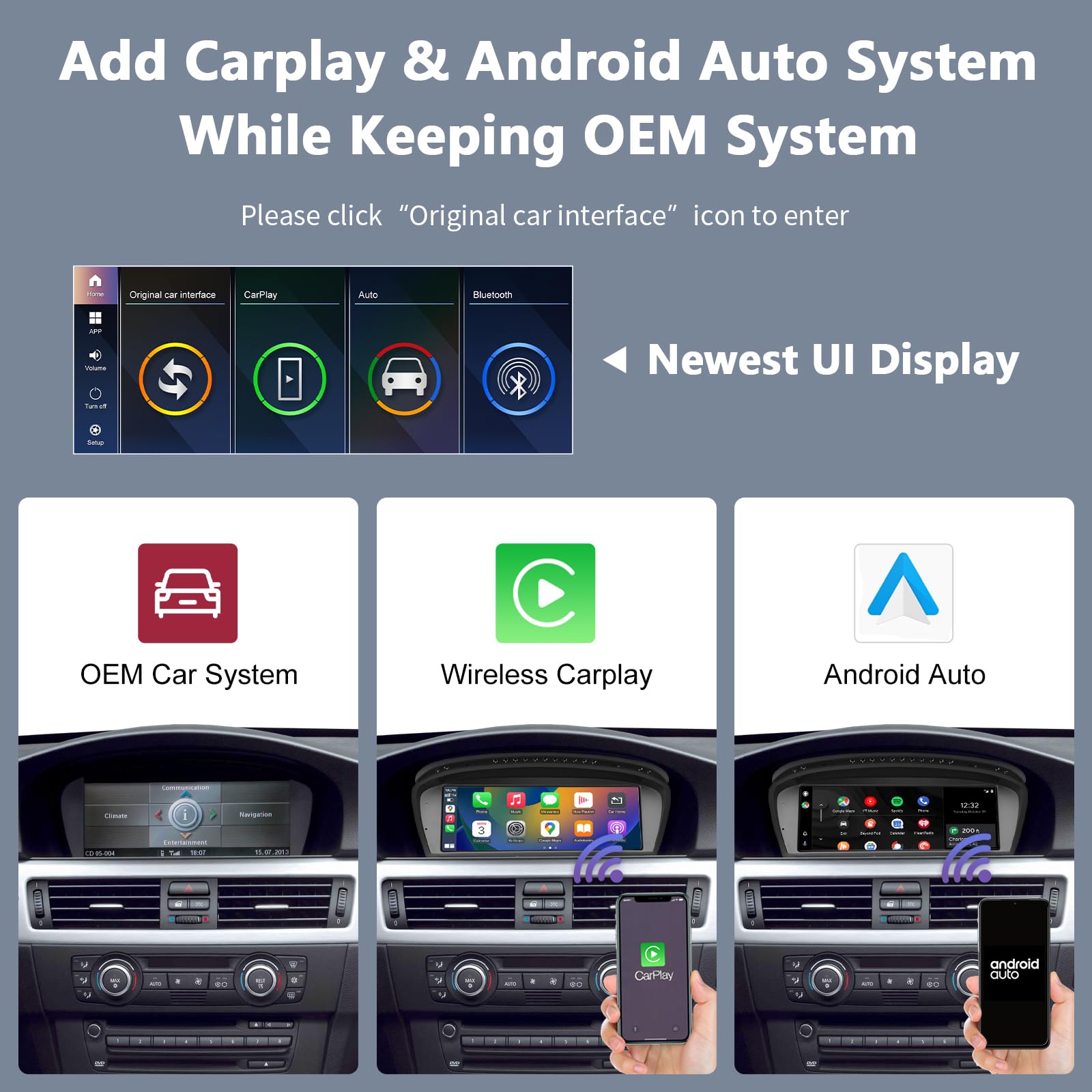 Road Top 8,8 Pulgadas Inalámbrico Carplay Car Radio Coche para BMW 3 5 Serie E90/E91/E92/E93/E60/E61 Año 2003-2008 con Sistema CCC, Pantalla táctil de para Carplay/Android Auto/Mirrorlink