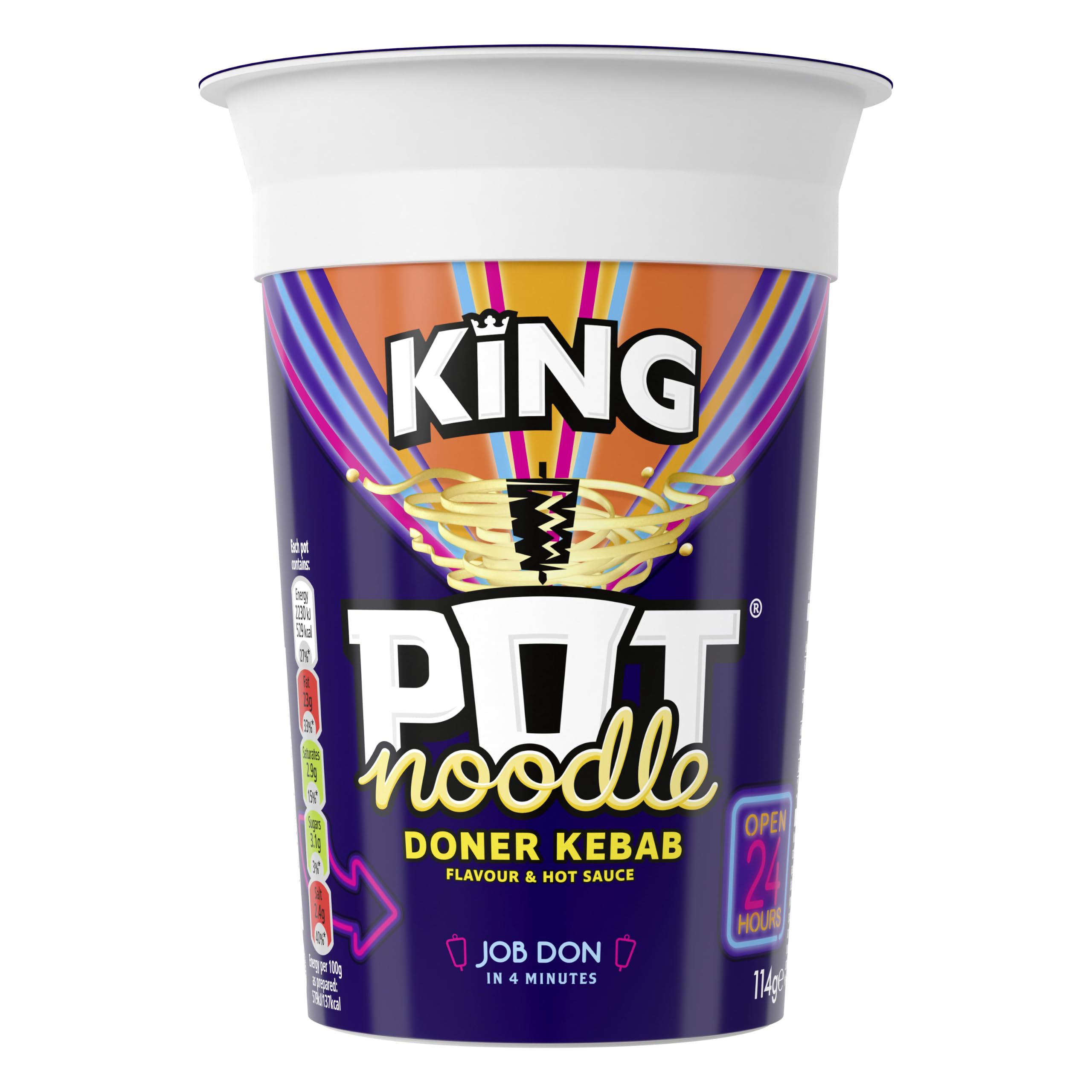Pot Noodle Doner Kebab King Pot Noodle instant vegan* snack quick to make noodles 12x 114 g