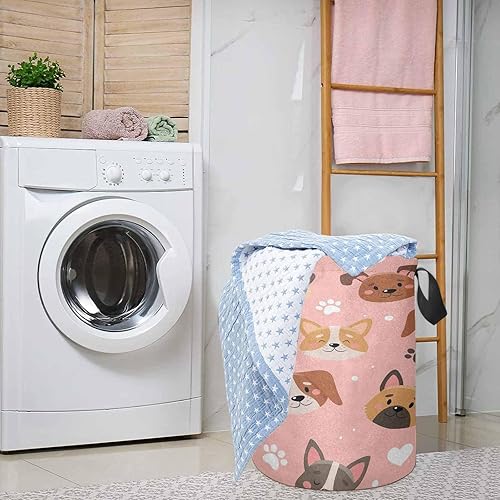 Miniatura 3 de InterestPrint Pattern with Different Dogs Freestanding Laundry Basket Collapsible Large Clothes Hamper Storage Bedroom Storage Durable Tall Laundry