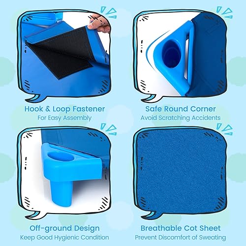 Miniatura 3 de Fireflowery - Cunas para niños pequeños para dormir, cama apilable, muebles de guardería con esquinas de fácil elevación, ideal para aula