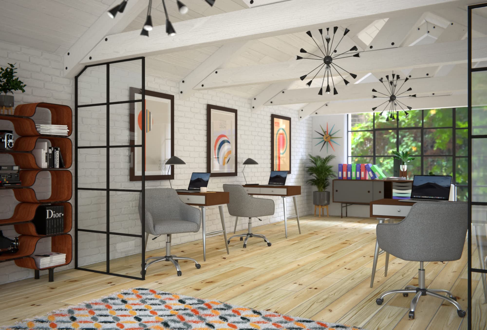 SONGMICS Chaise de Bureau, Fauteuil Ergonomique, Siège Pivotant, Réglable en Hauteur, Capacité 110 kg, Cadre en Acier, Tissu en Coton-Lin Respirant, pour Bureau, Chambre, Gris OBG019G01