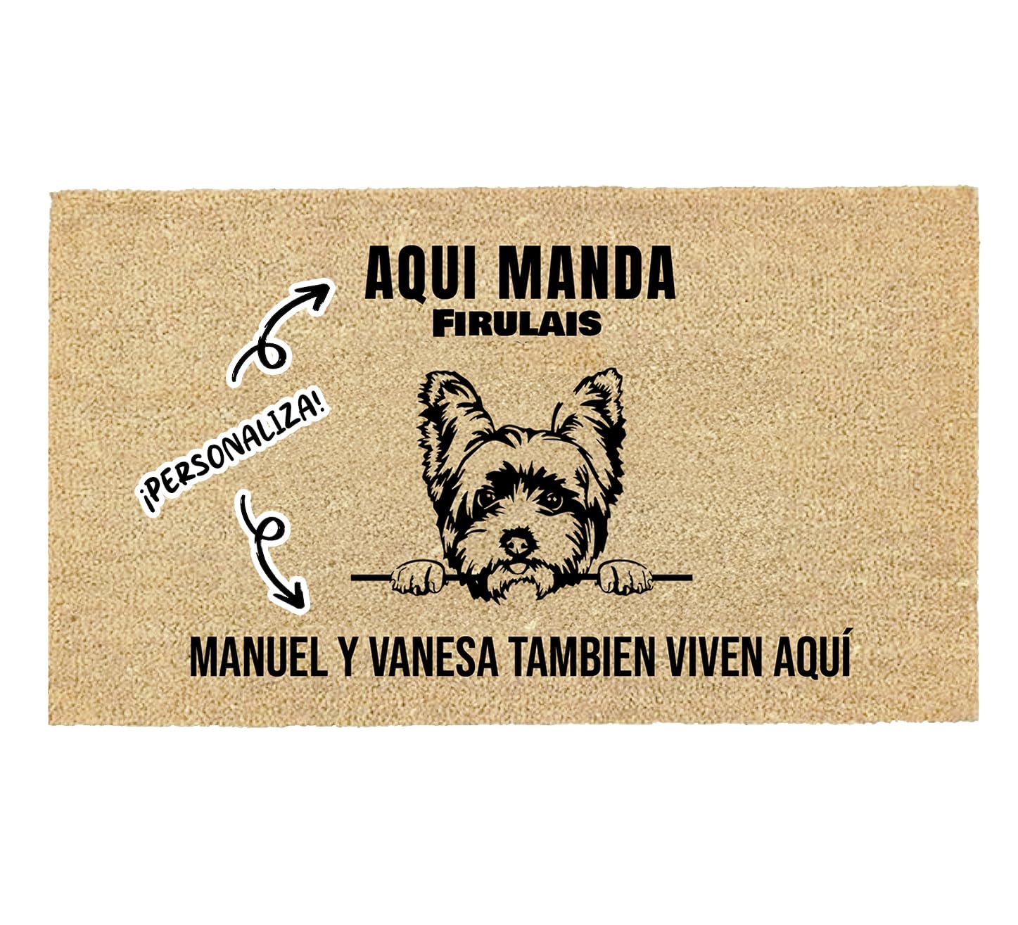 LucaHome - Felpudo Entrada casa Personalizados - Felpudo Yorkshire - Original y Divertido - Decoración hogar - Regalos Originales - Alfombra 33x60cm