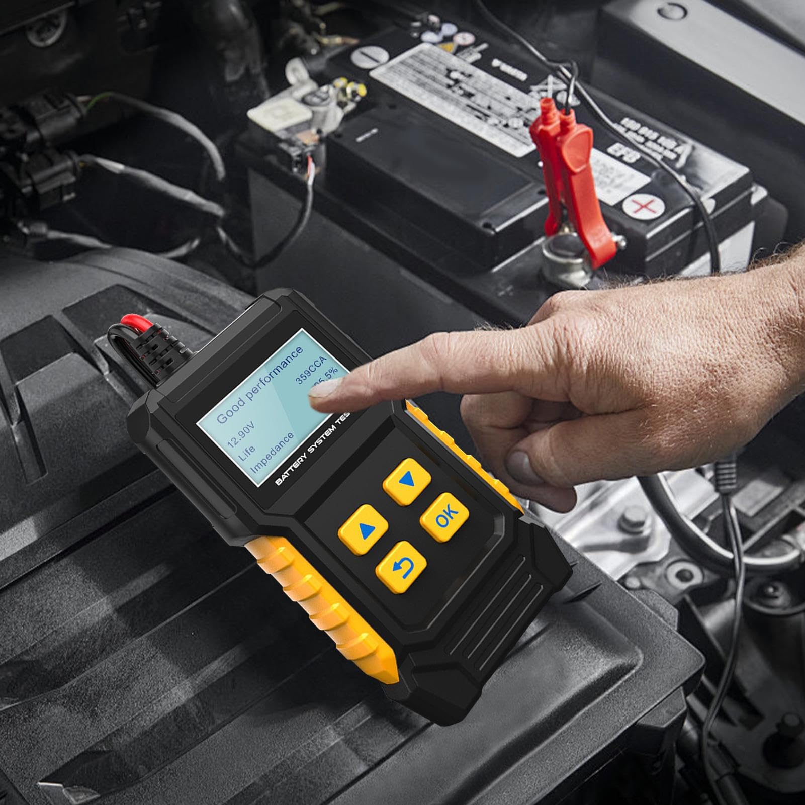 Tester Per Batterie Auto Analizzatore Batteria Veicoli | Checker Tensione Ricarica Diagnosi Circuiti Elettrici Compatto per Manutenzione Moto Barca Camper