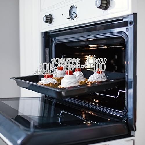 Miniatura 6 de Rsstarxi Paquete de 30 adornos para cupcakes de 100 aniversario desde 1924, saludos a 100 fabulosos palillos de cupcakes para decoración de