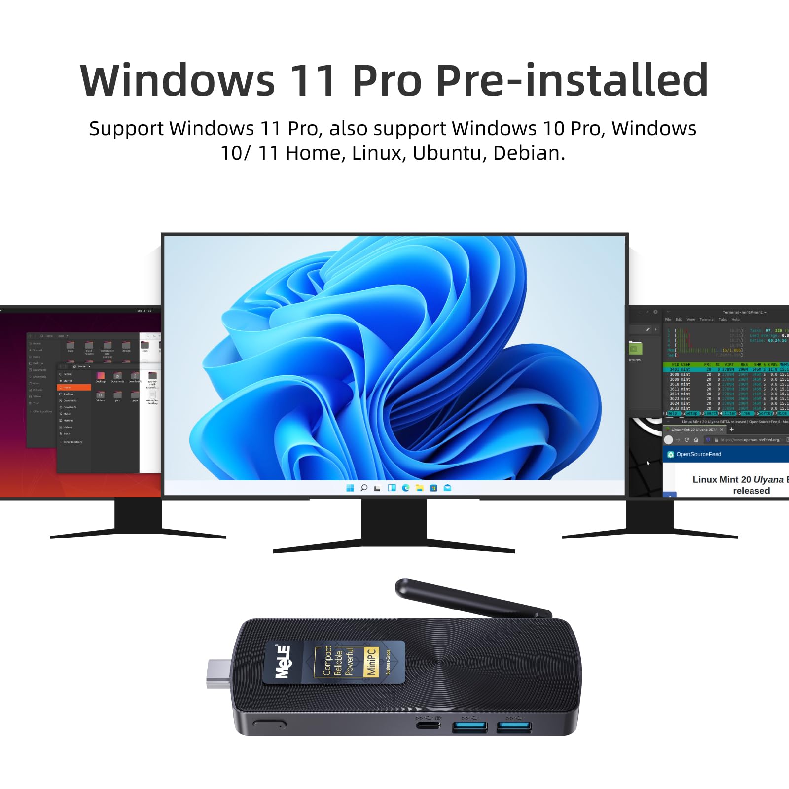 Amazon.co.jp: MeLE ファンレスミニPCスティック PCG02、N100 Compute