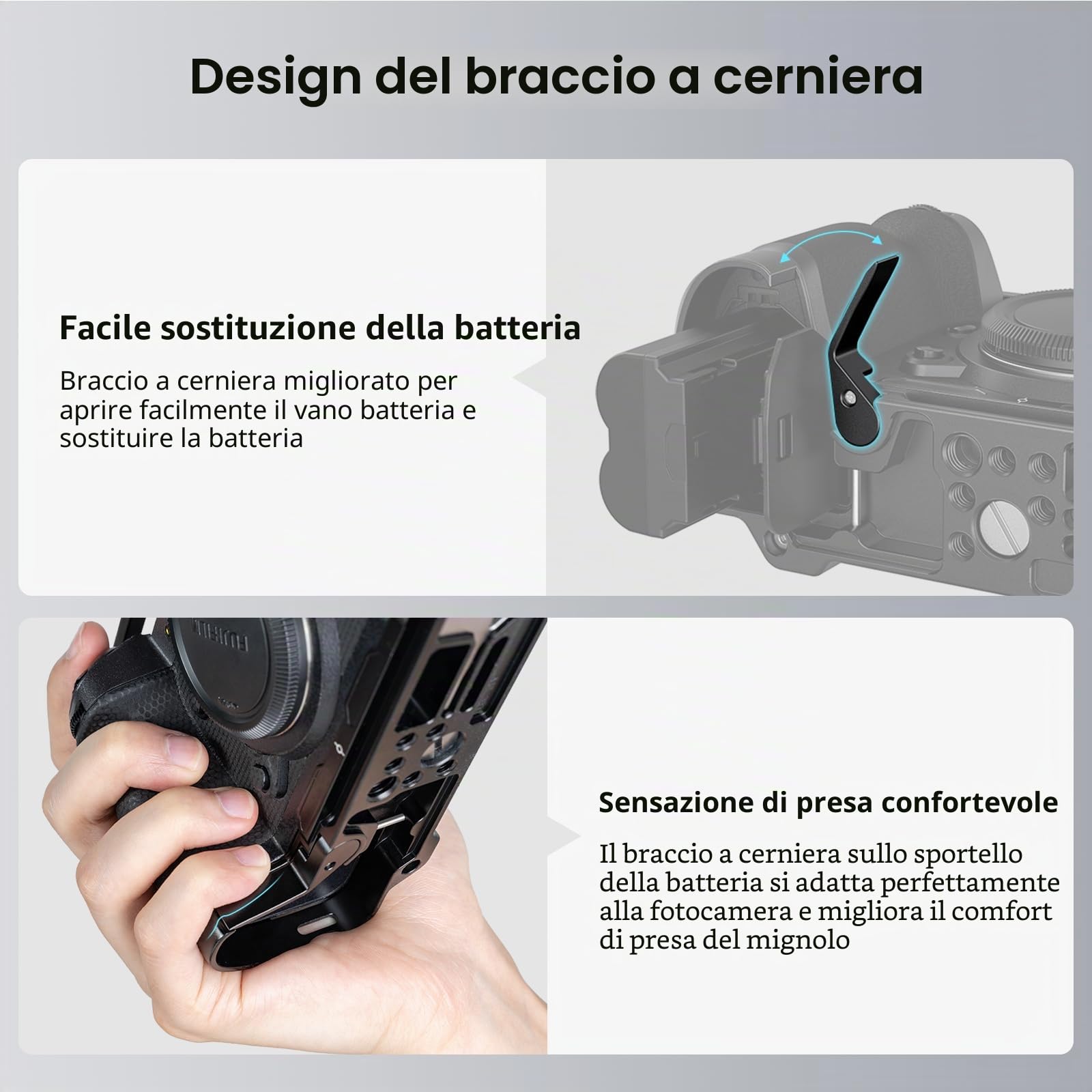 SMALLRIG Cage per FUJIFILM X-H2S, Attacco Freddo Integrato e Binario NATO, Piastra a Sgancio Rapido per Arca per Treppiedi e Stabilizzatori - 3934