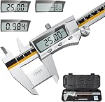 Calipers Vernier numériques, Preciva 6 outil de mesure de l'étrier de pouce grand LCD Micromètre électronique en acier inoxydable à écran avec des conversions fraction/pouce/métrique, fonction d'arrêt automatique