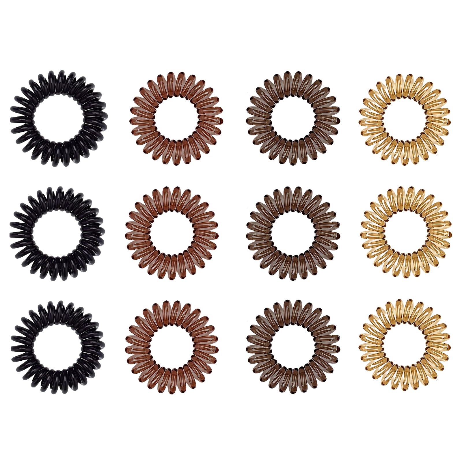 DDUPSpiral Hair Ties, Super Comfy Coil Hair Ties for Thick Hair, Coil Hair Ties, Phone Cord Hair Ties, Ponytail Hair Coils No Crease, Headband (12pcs)
