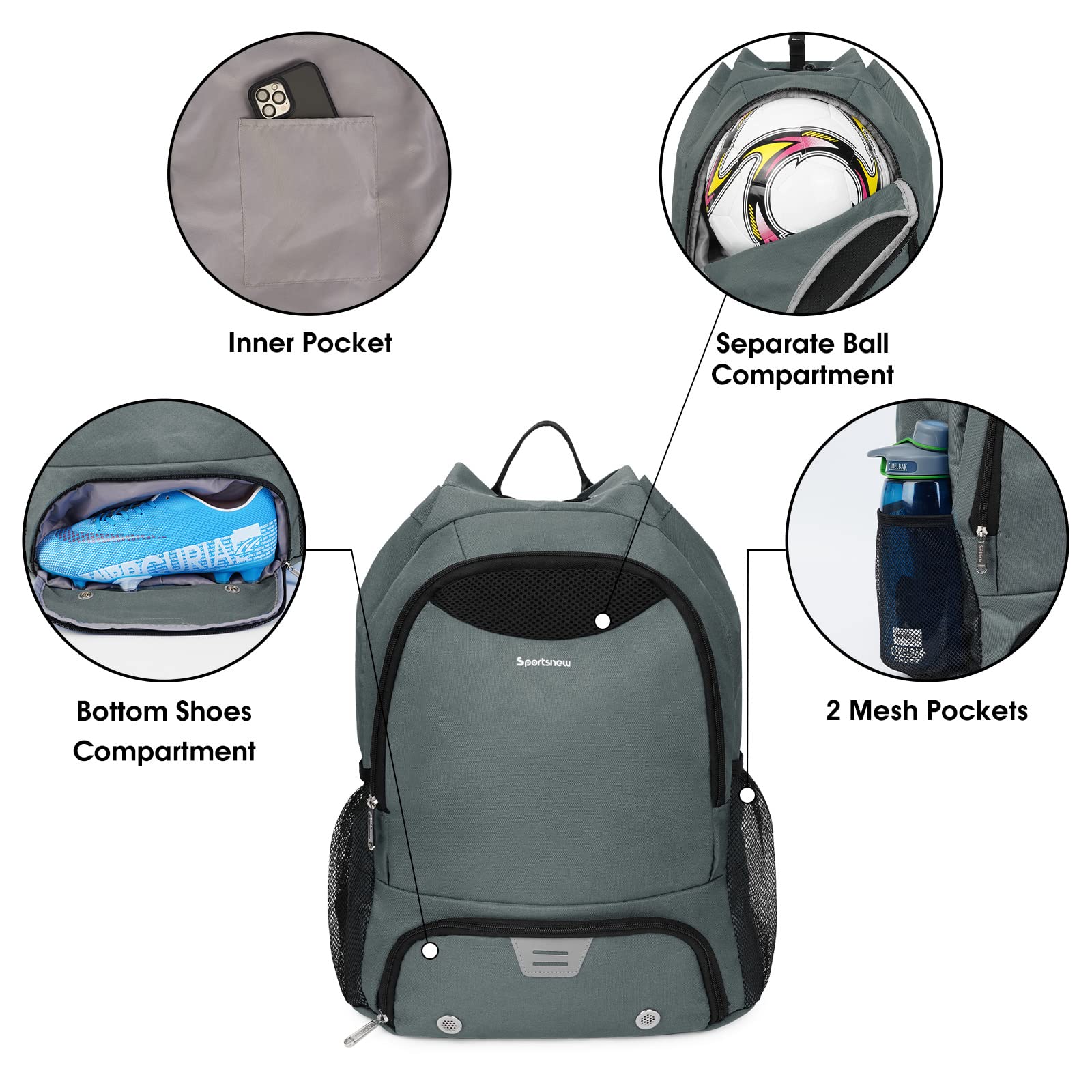 Sac à Dos De Sport Avec Compartiment à Chaussures Séparé - Homme/femme/enfant, Imperméable, Bretelles Réglables - 5