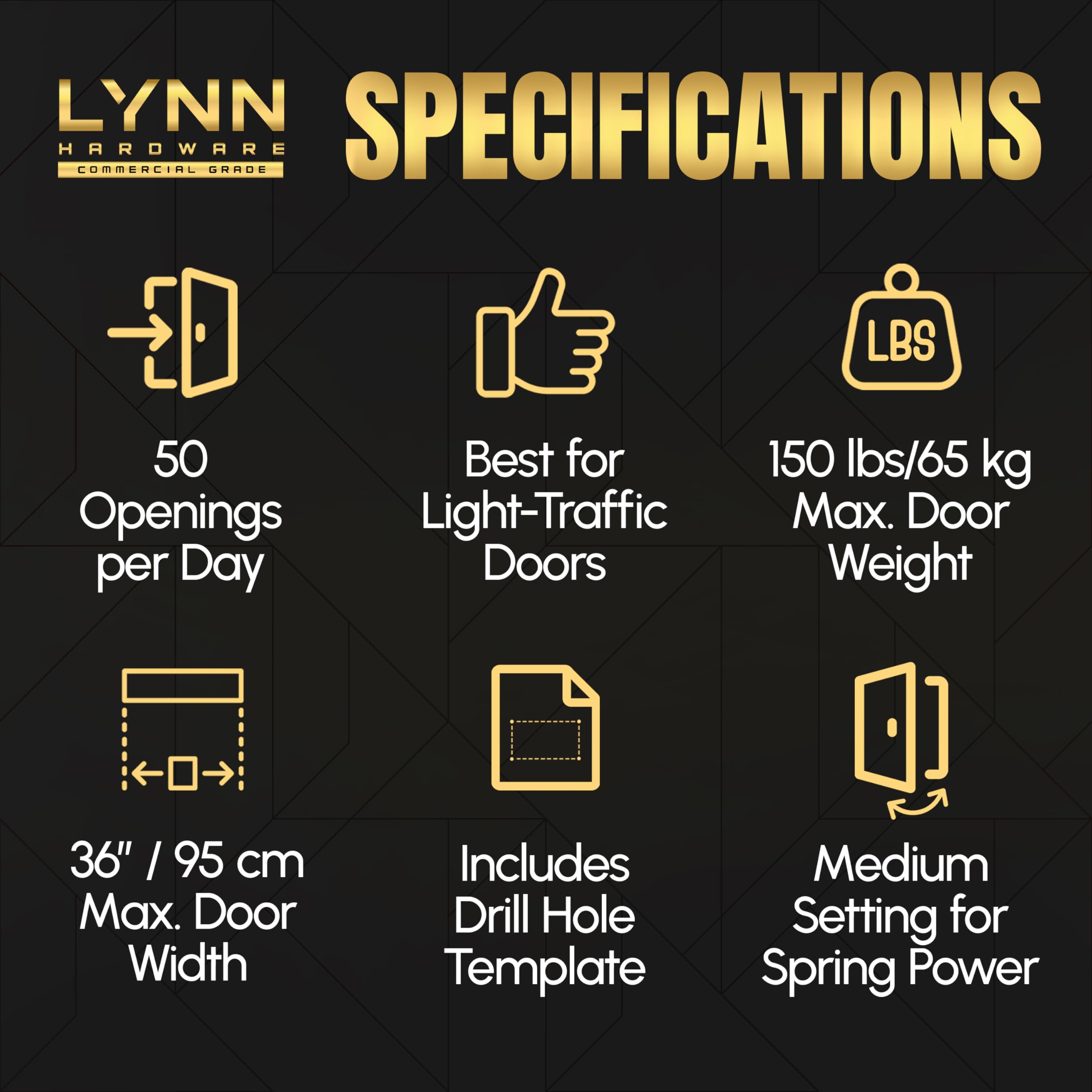 LYNN HARDWARE Light Duty Automatic Door Closer - Durable Cast Aluminum — Amazon image 3