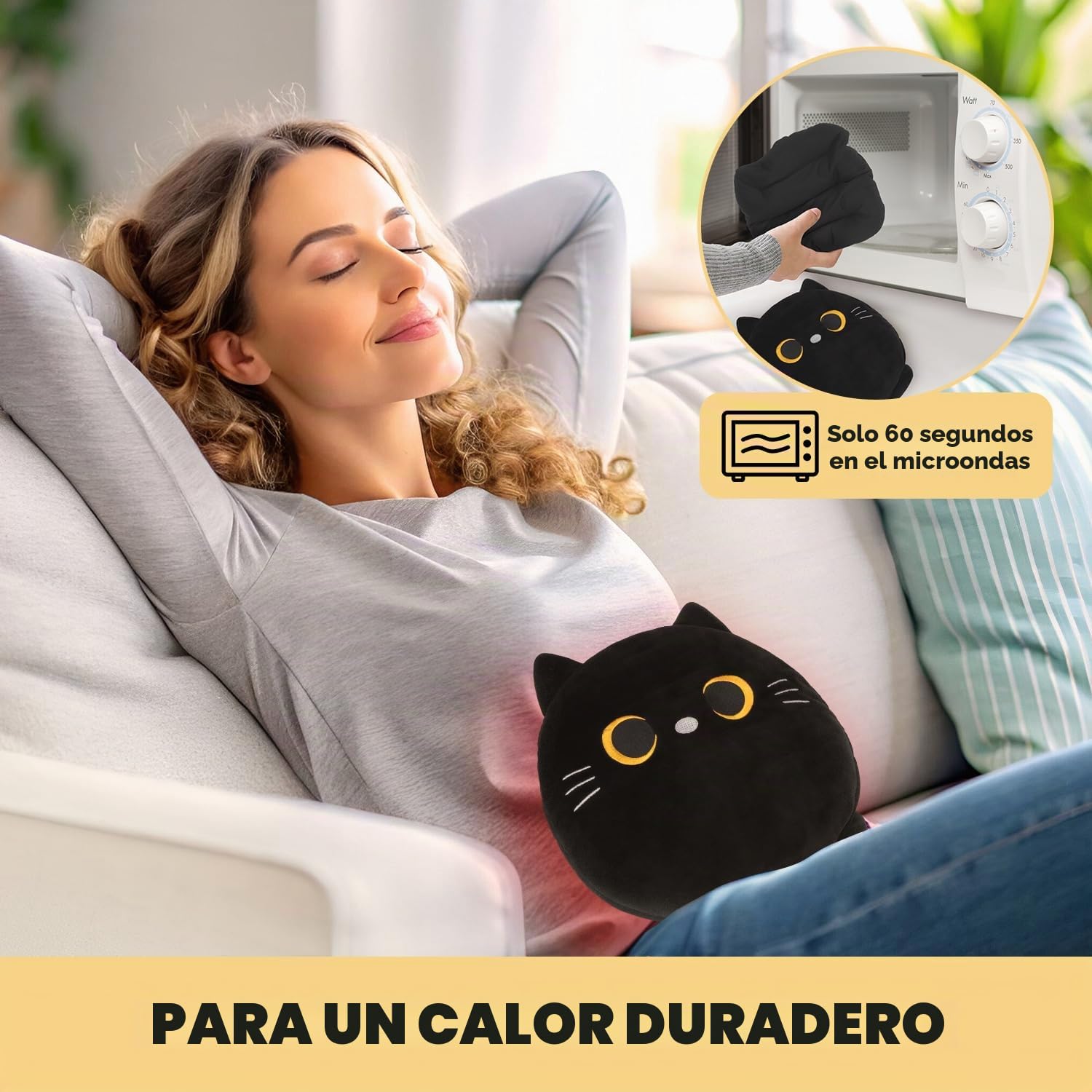 Almohadilla térmica para microondas Calambres menstruales y espalda, lindos animales de peluche para aliviar el dolor