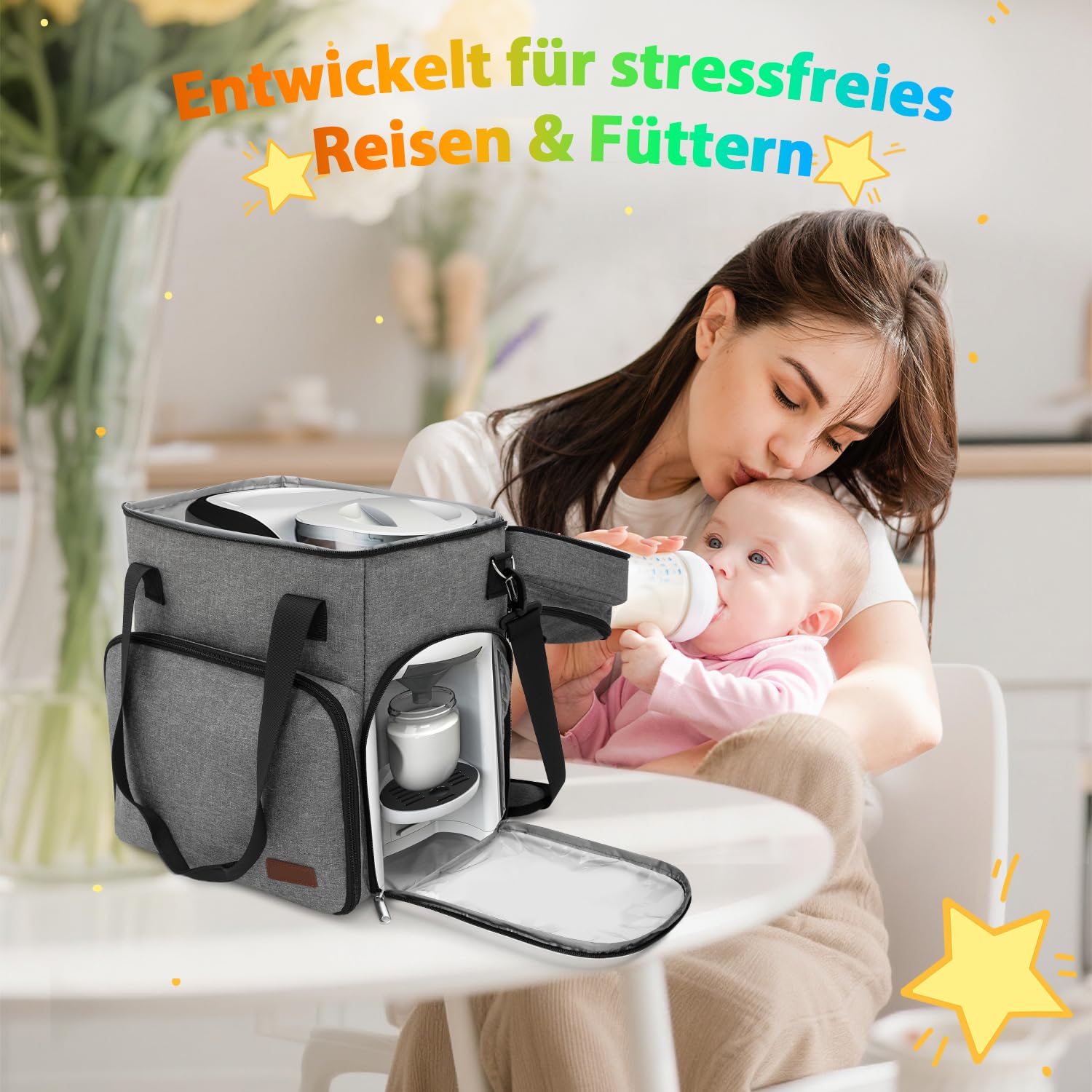 Torba do przenoszenia, kompatybilna z Baby Brezza Formula Pro Advanced, organizer podróżny do Formula Maker z paskiem na ramię i przegródkami do przechowywania butelek i akcesoriów dla niemowląt