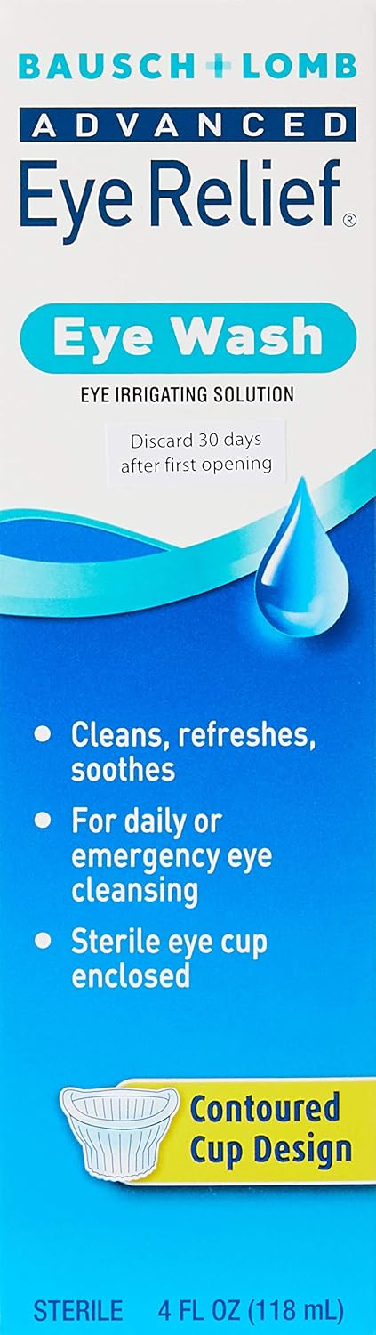 Eye Wash by Bausch & Lomb, Eye Relief Solution that Cleans, Refreshes, and Soothes, 4 Fl Oz