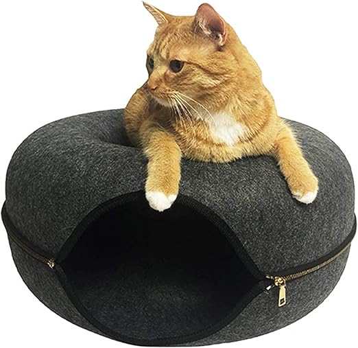 Cat tunnel bed, Removable Cat Nest, Felt cat donut, Felt